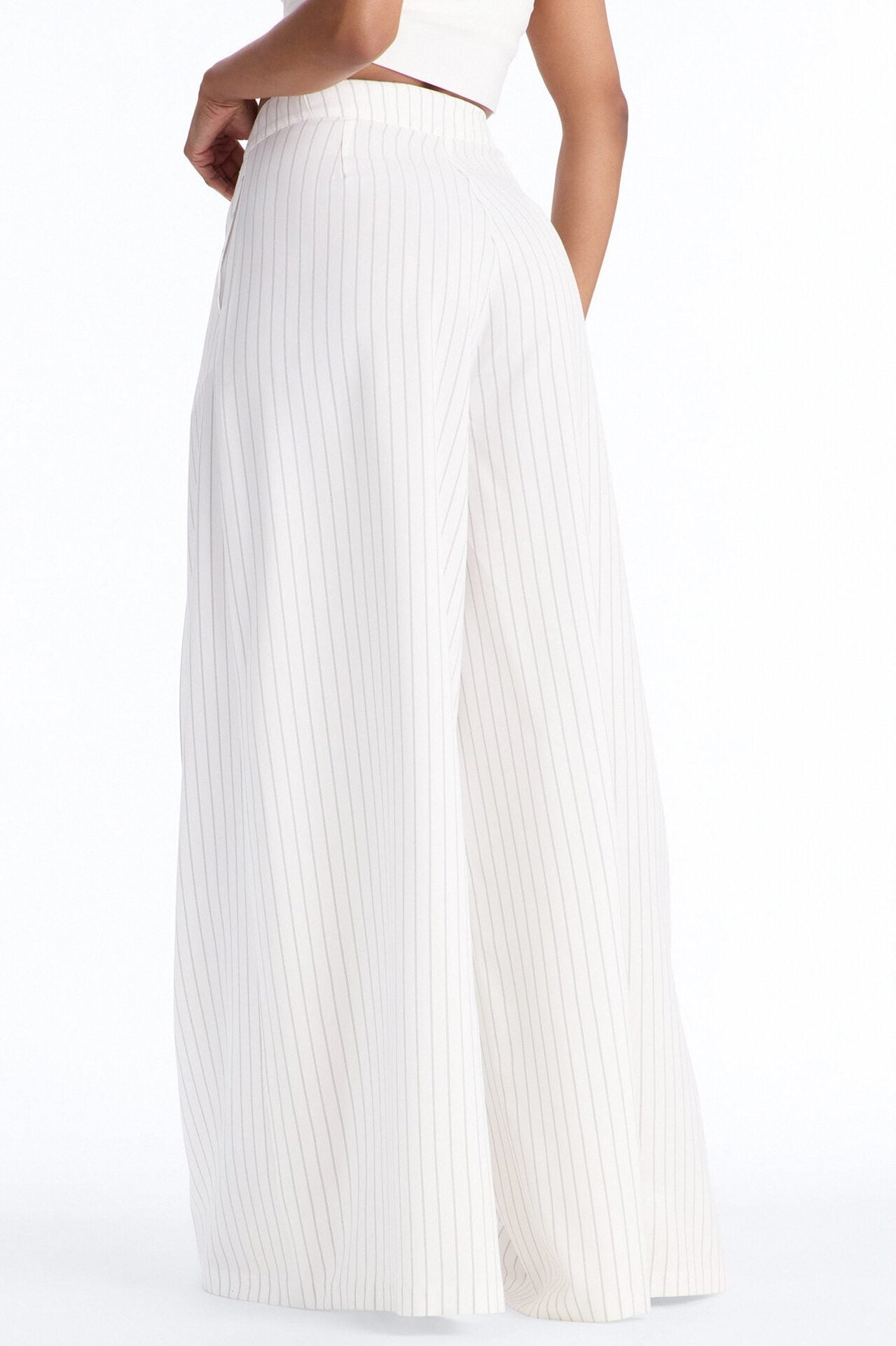 Catch A Break Pinstripe Wide Leg Pant 33″ - White/Black image 4