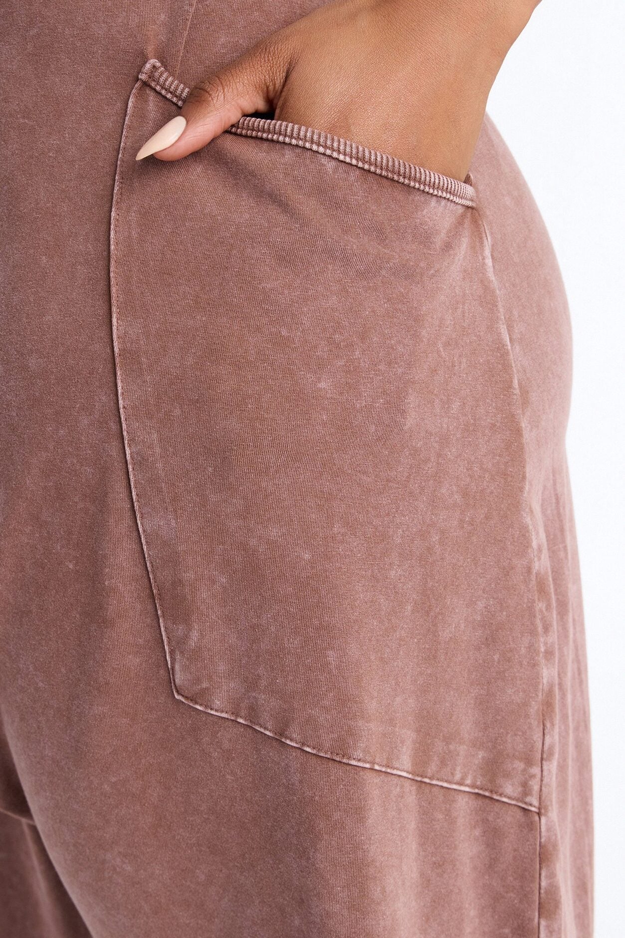 Baggy Days Washed Wide Leg Jumpsuit - Brown image 4