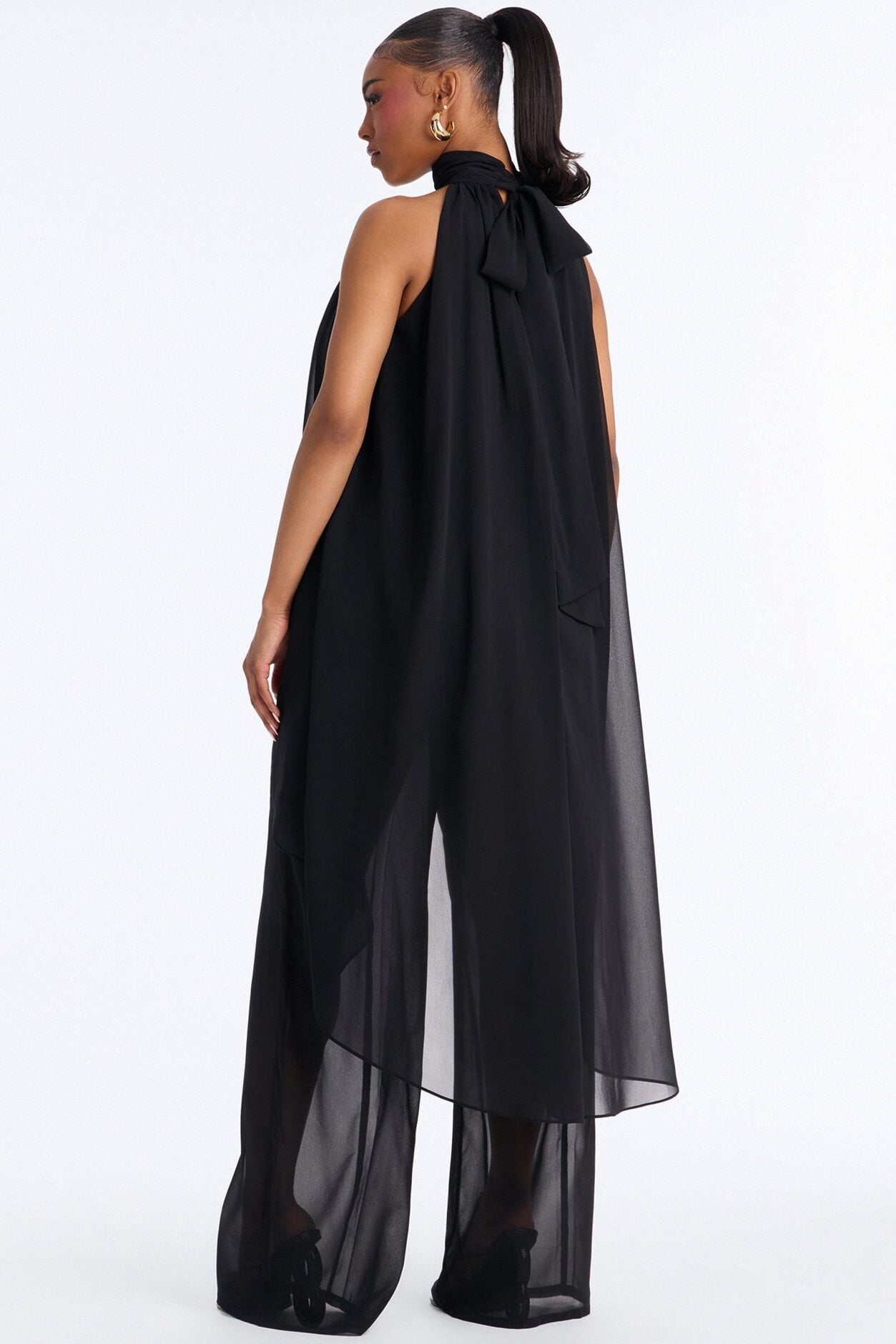 Jocelyn Flowy Halter Pant Set - Black image 4