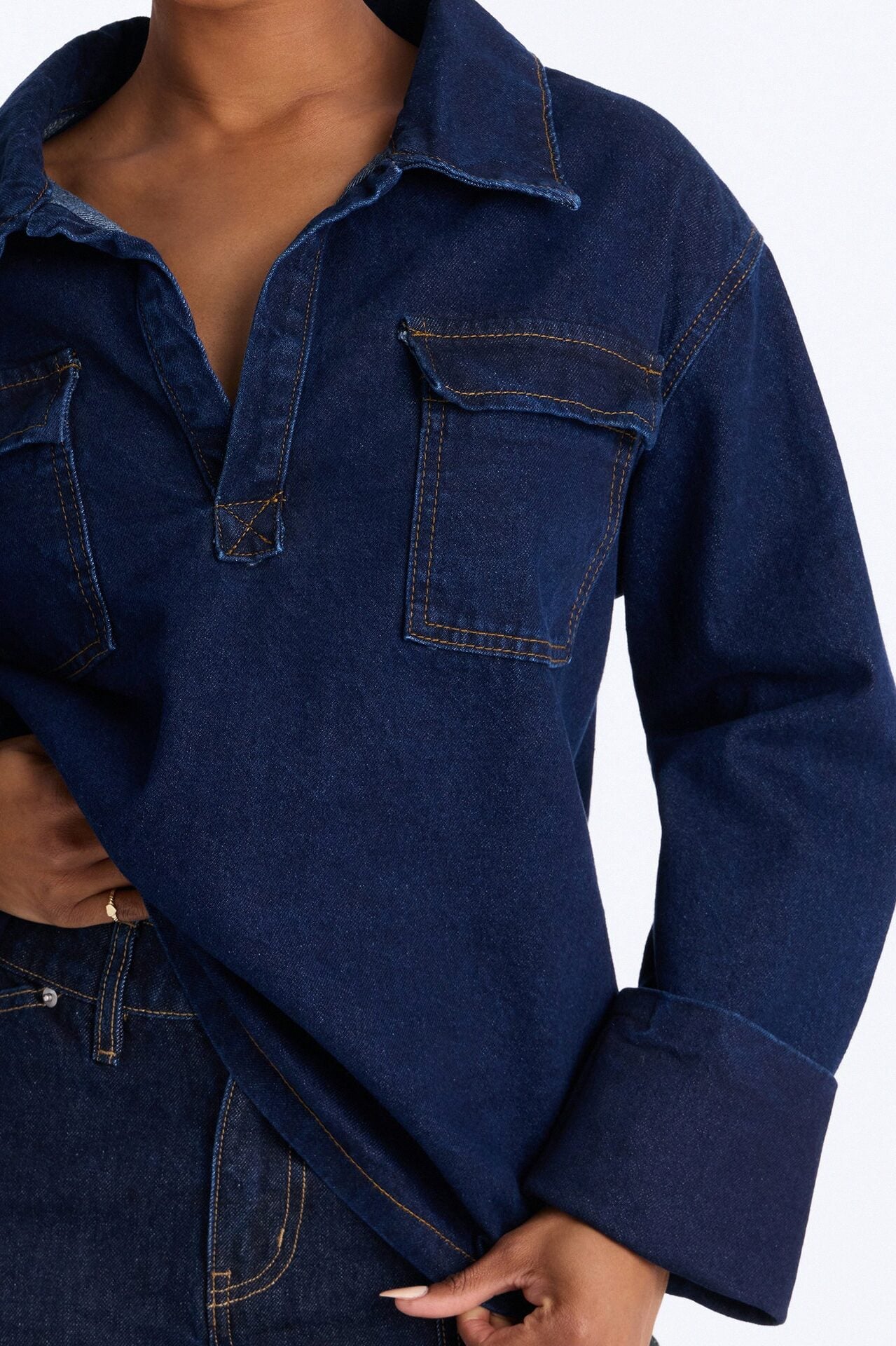 Misty Oversized Denim Top - Dark Wash image 3
