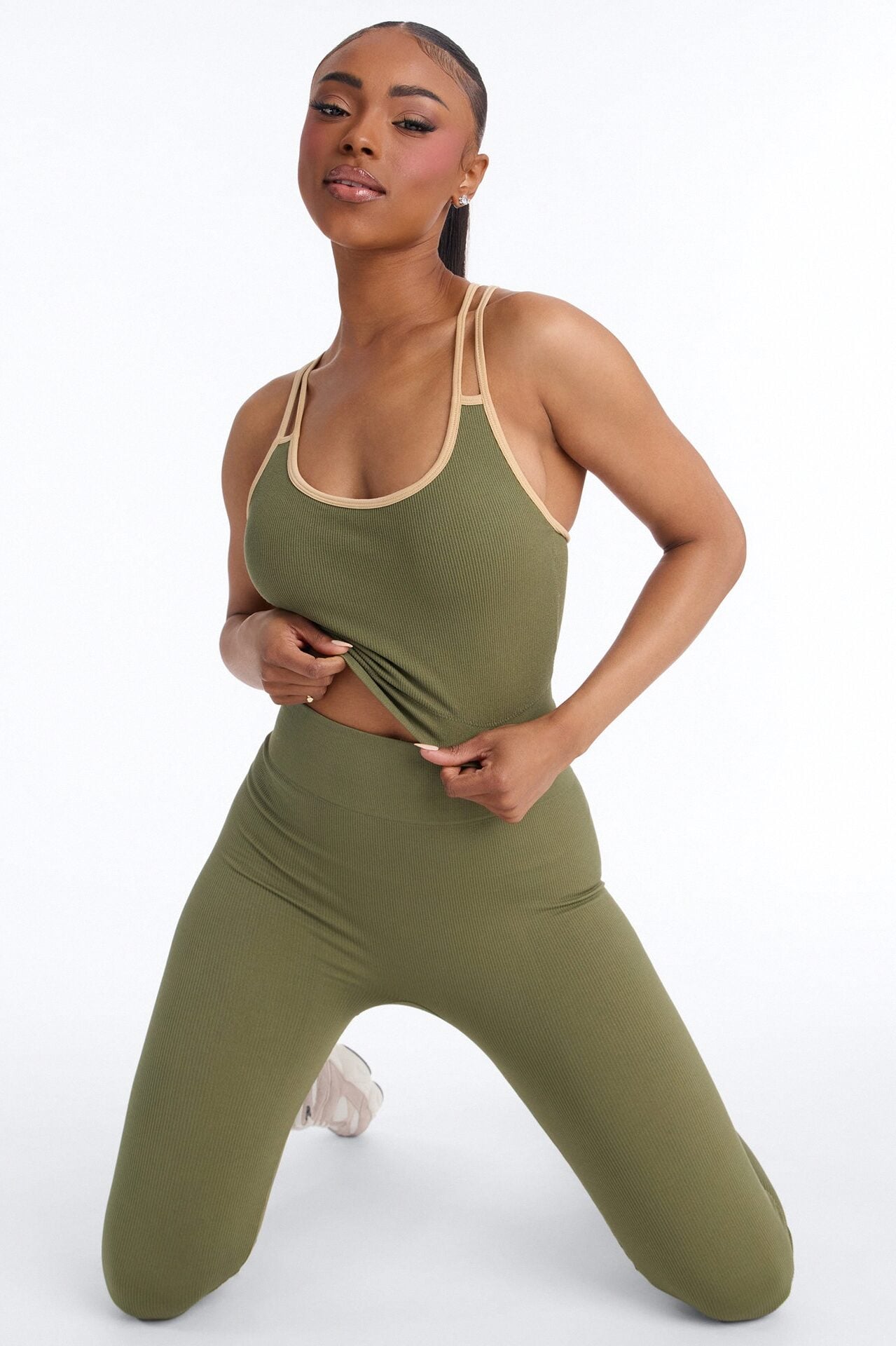 High Impact Seamless Legging Set - Olive image 2
