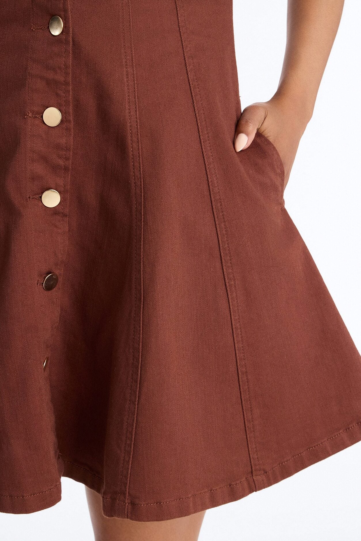 Raven Stretch Denim Mini Dress - Brown image 4