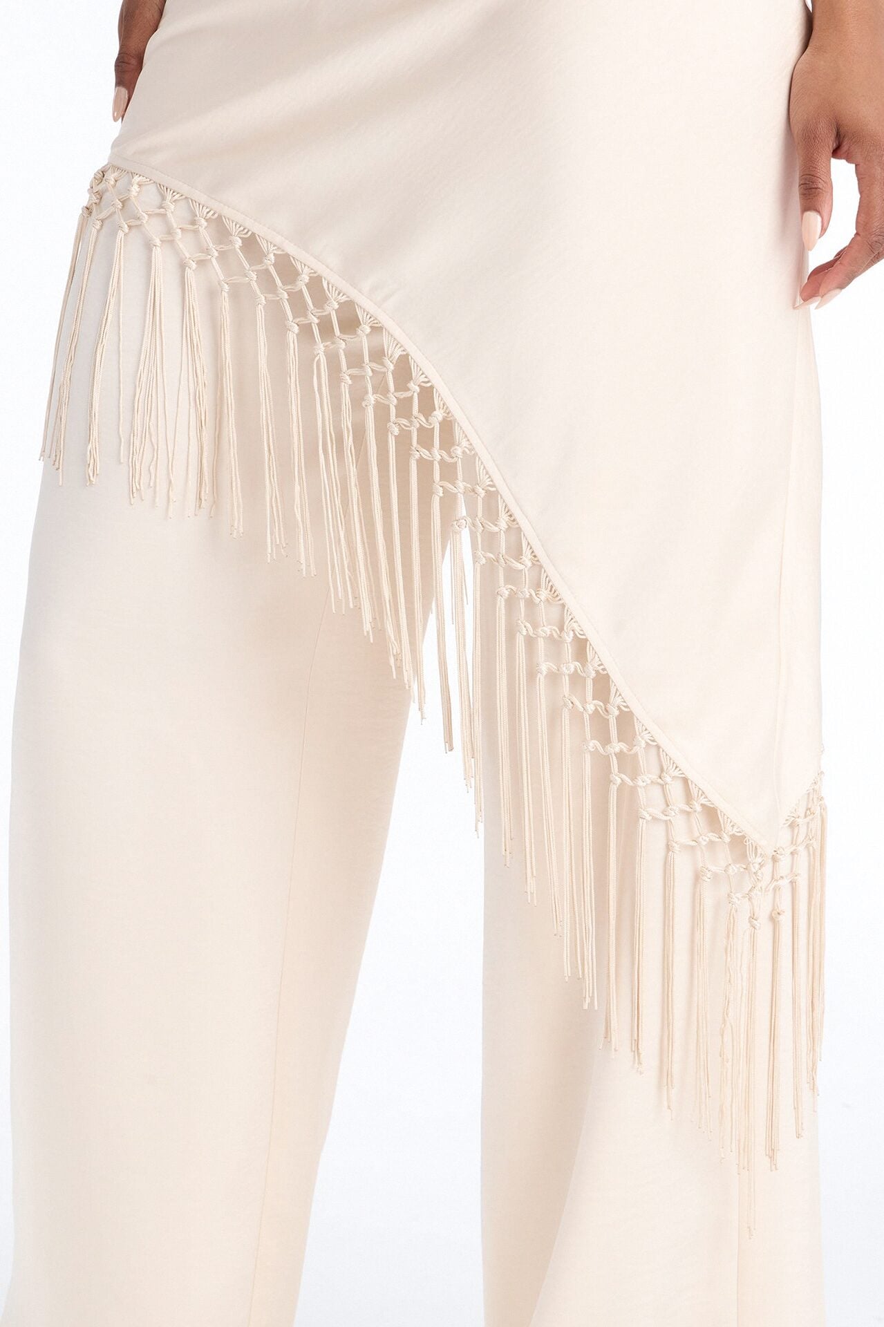 Avara Fringe Halter Pant Set - Cream image 3