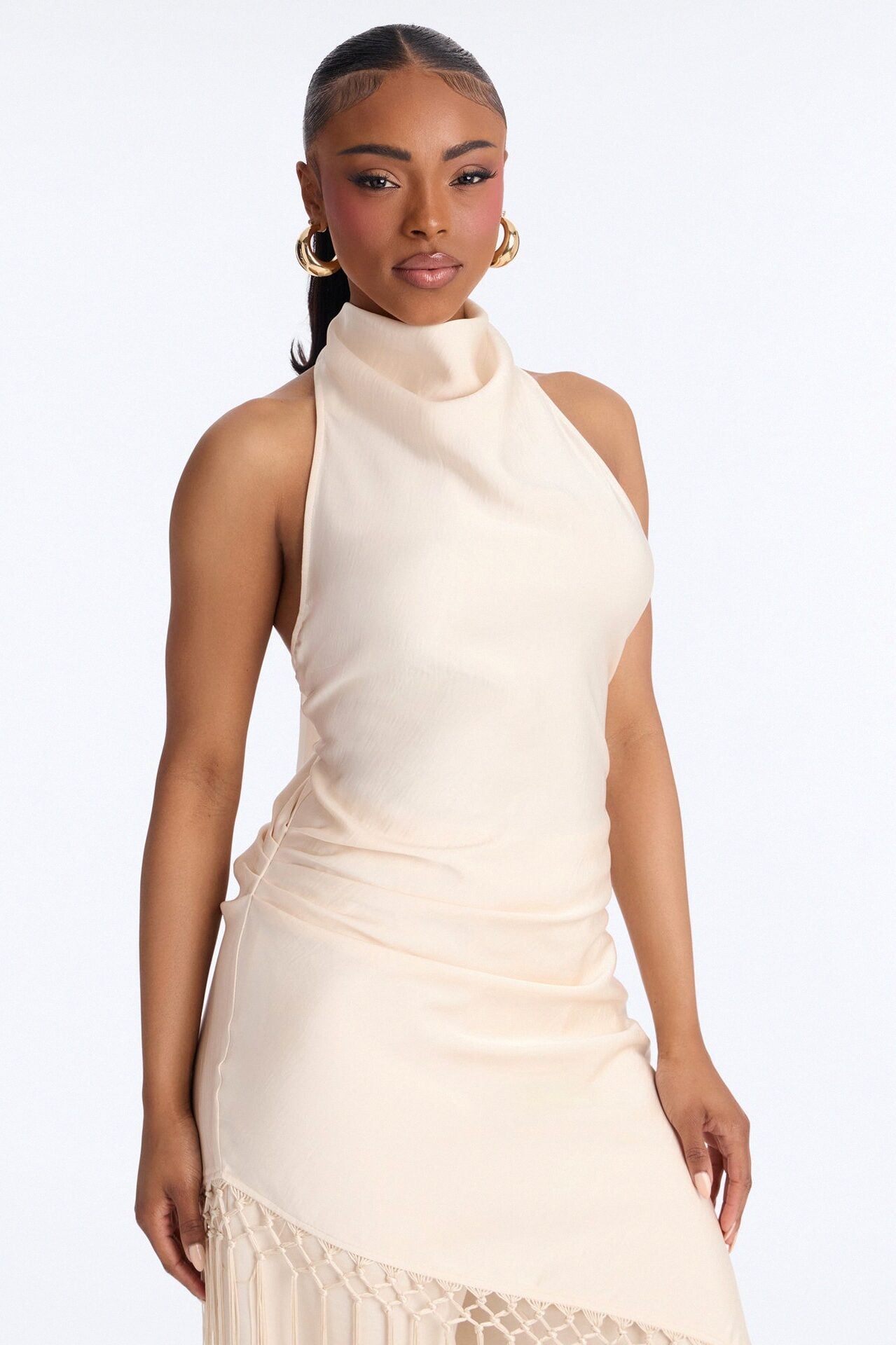 Avara Fringe Halter Pant Set - Cream image 2