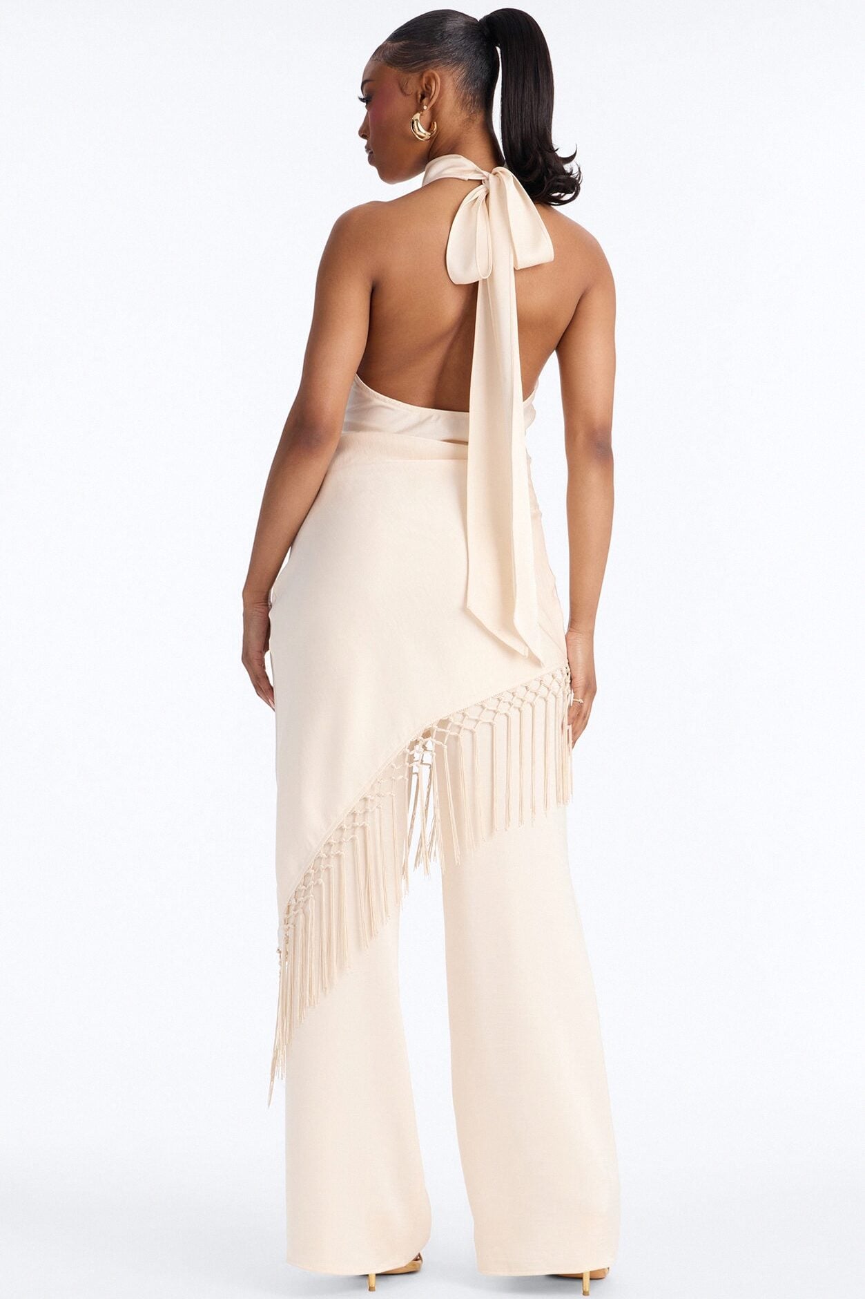 Avara Fringe Halter Pant Set - Cream image 4