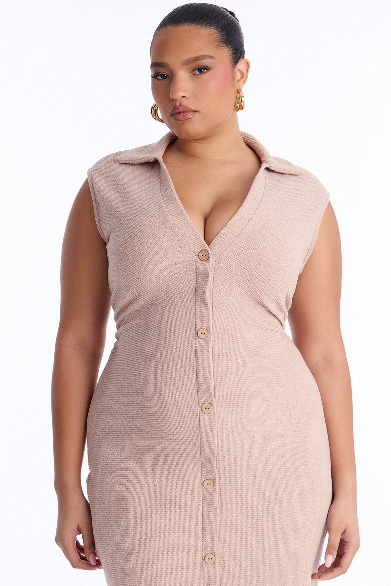 Edith Button Up Sweater Midi Dress - Mocha image 5