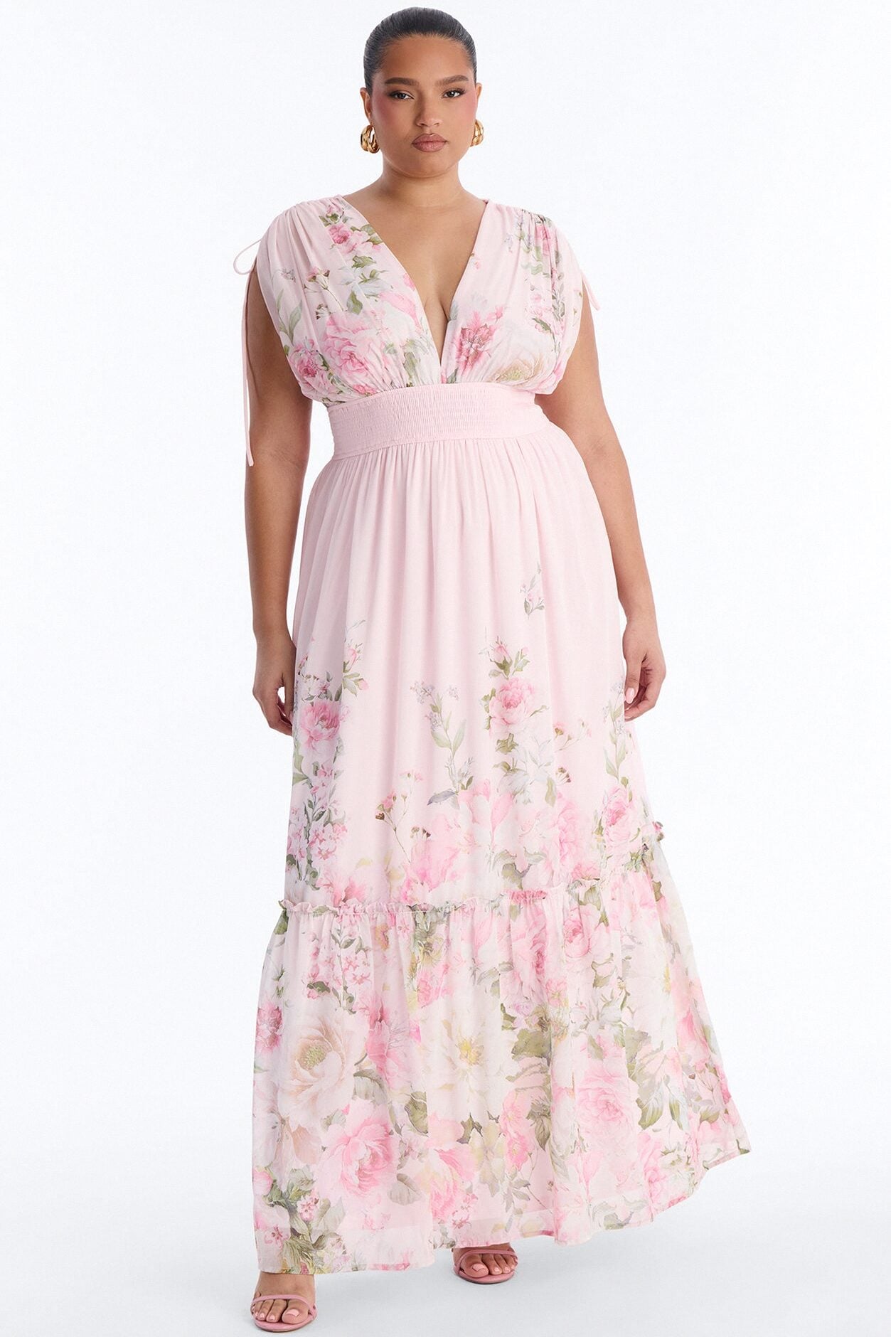 Peachy Keen Chiffon Maxi Dress - Pink/combo image 5