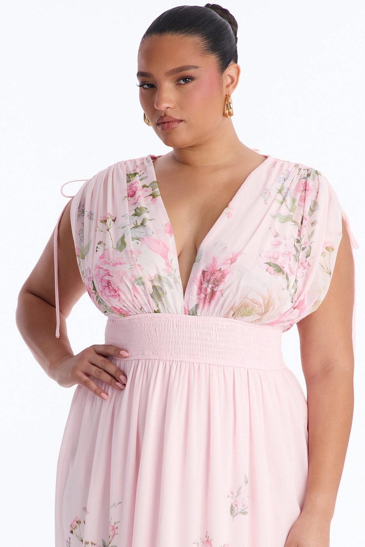 Peachy Keen Chiffon Maxi Dress - Pink/combo image 6