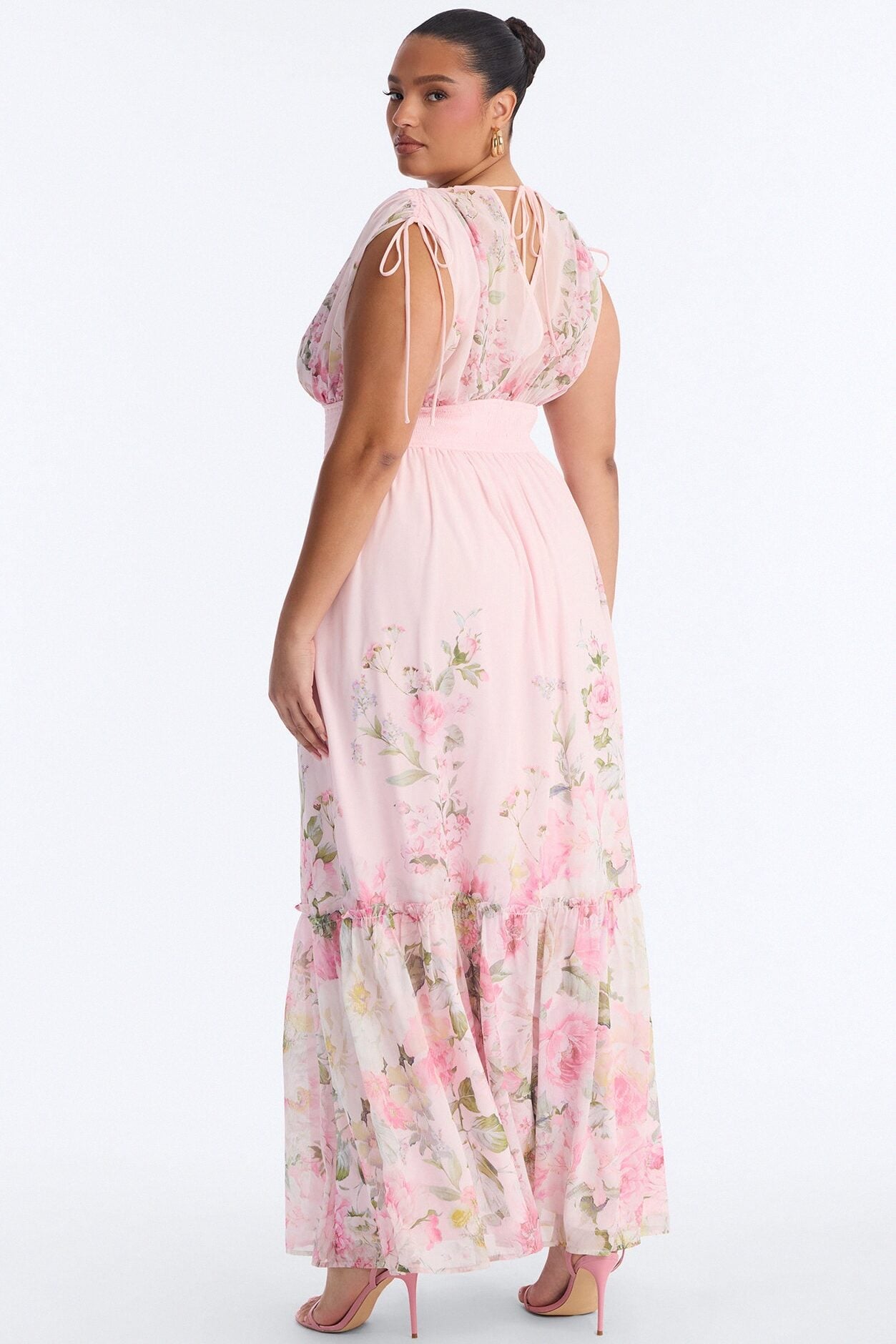 Peachy Keen Chiffon Maxi Dress - Pink/combo image 8
