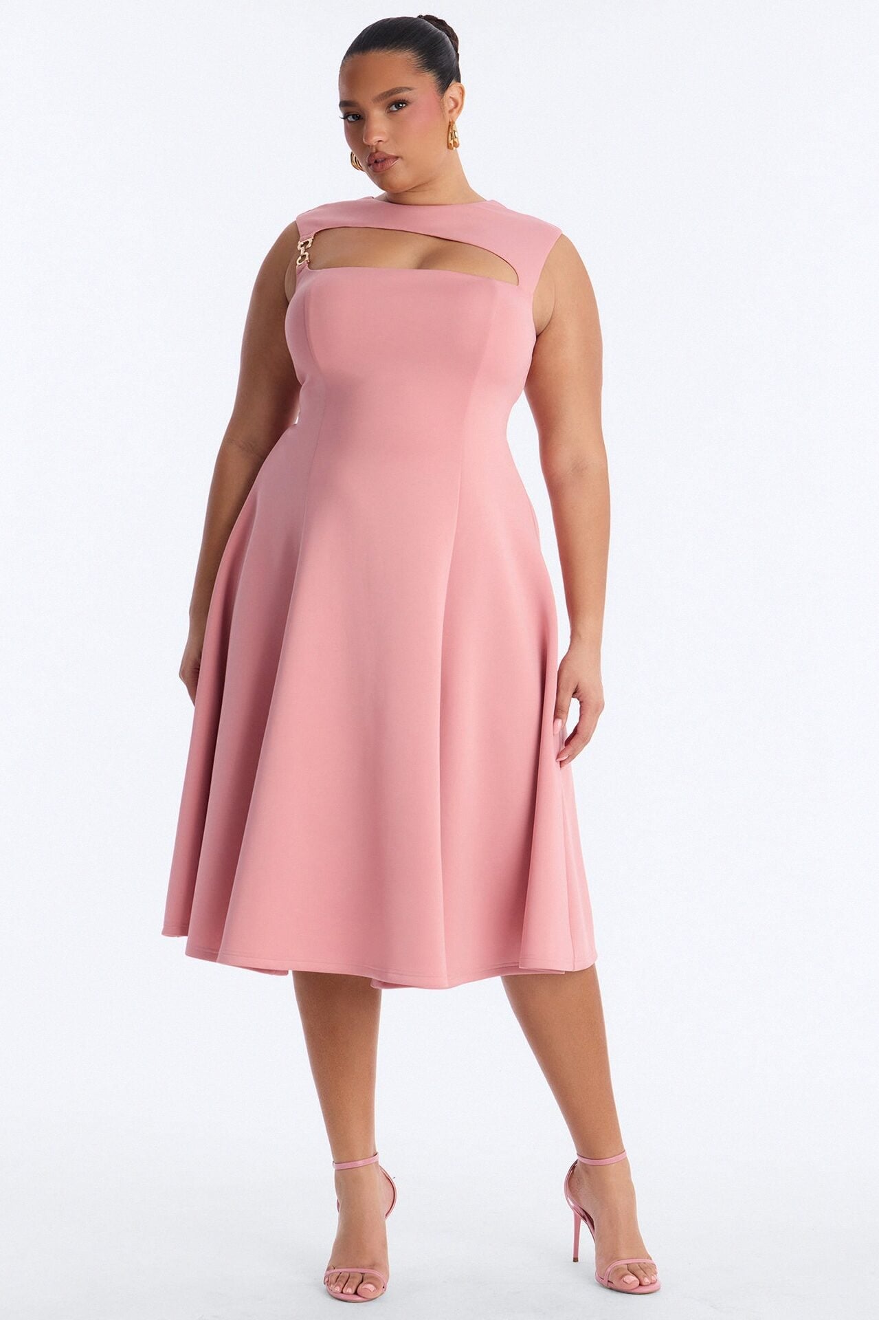 Mallie A Line Midi Dress - Mauve image 5