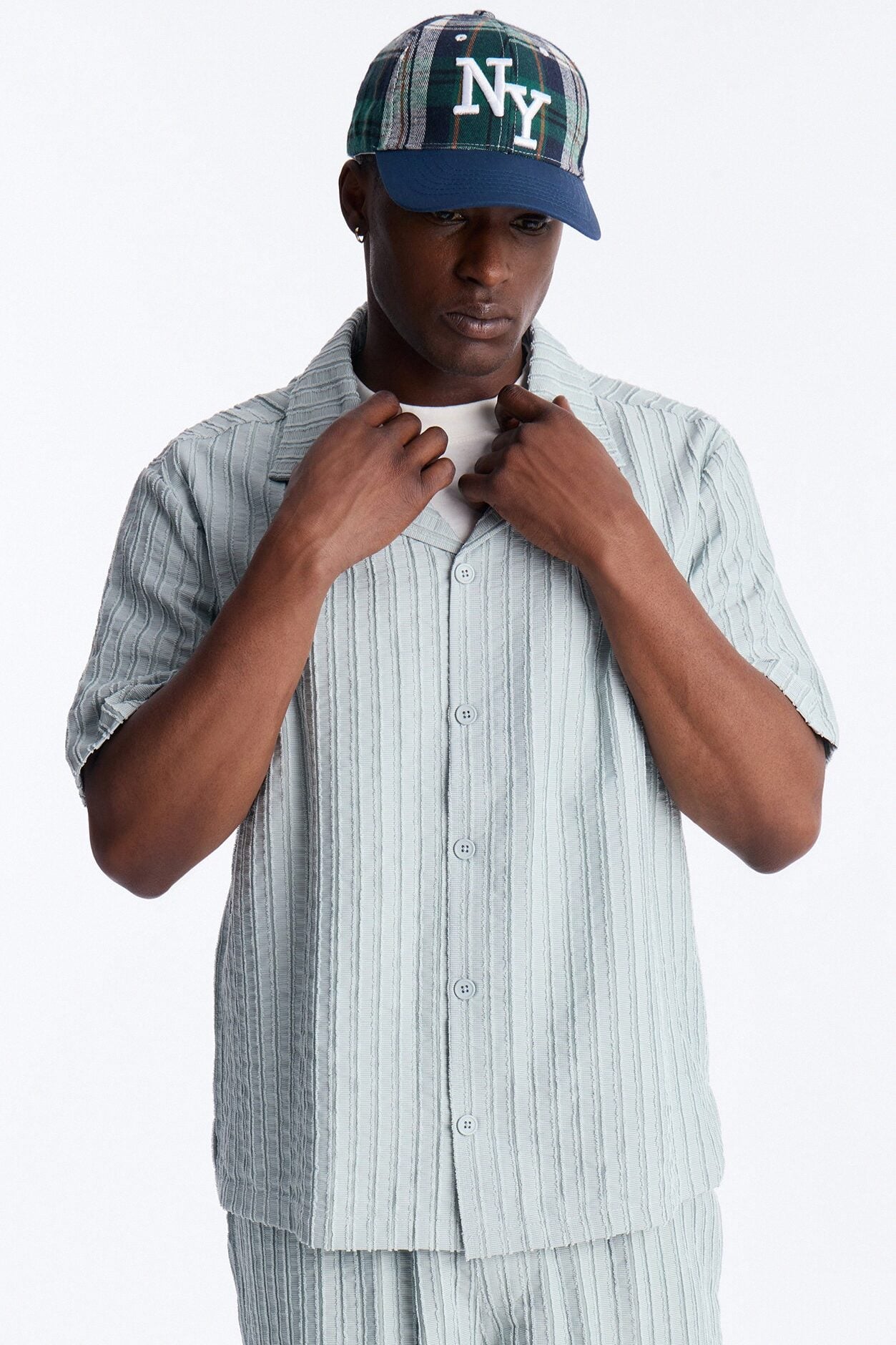Relaxed Aegean Pleat Cuban Collar Button Up - Sage image 2