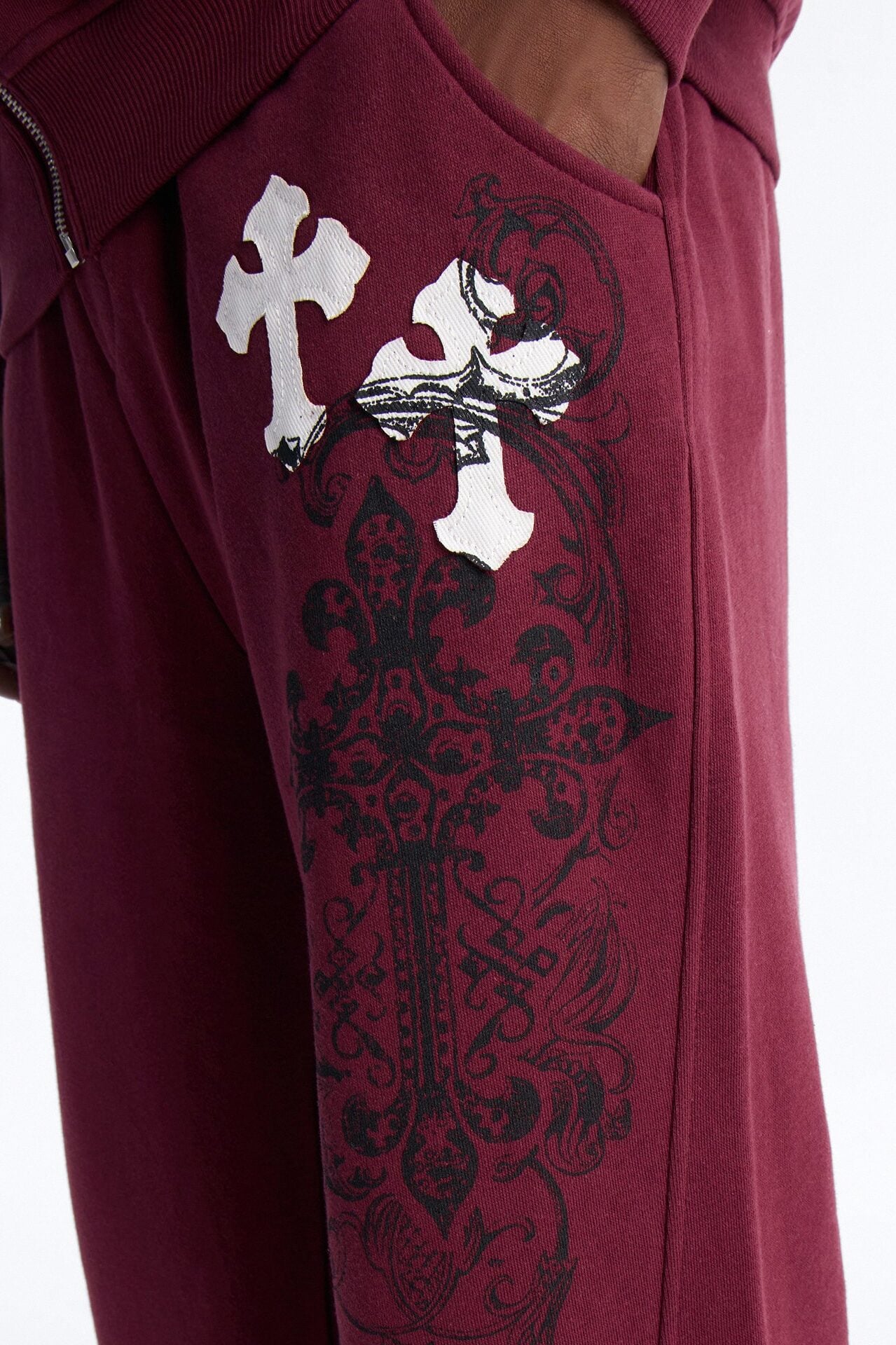 Cross Patch Sweatpants - Burgundy image 4