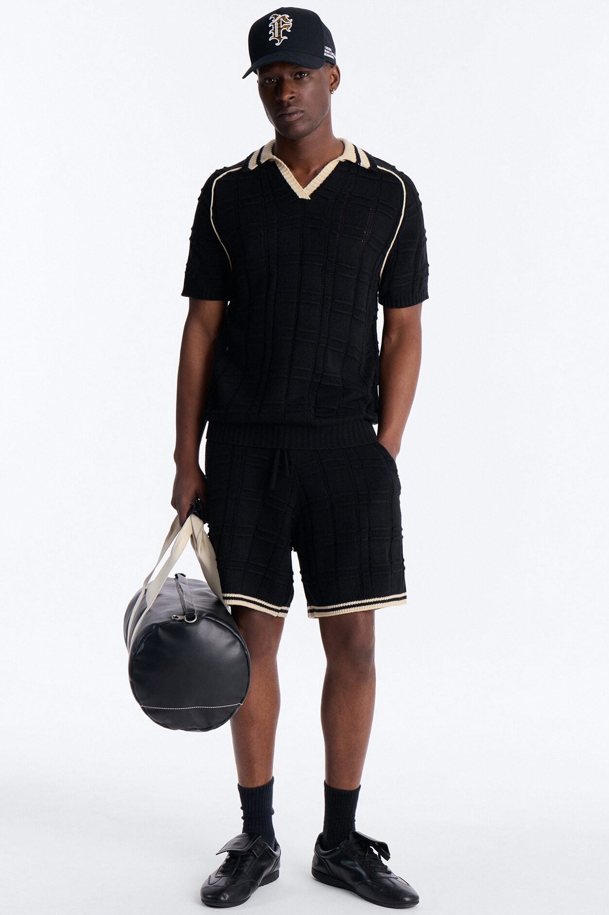 Relaxed Riviera Johnny Collar Knit Polo - Black image 2