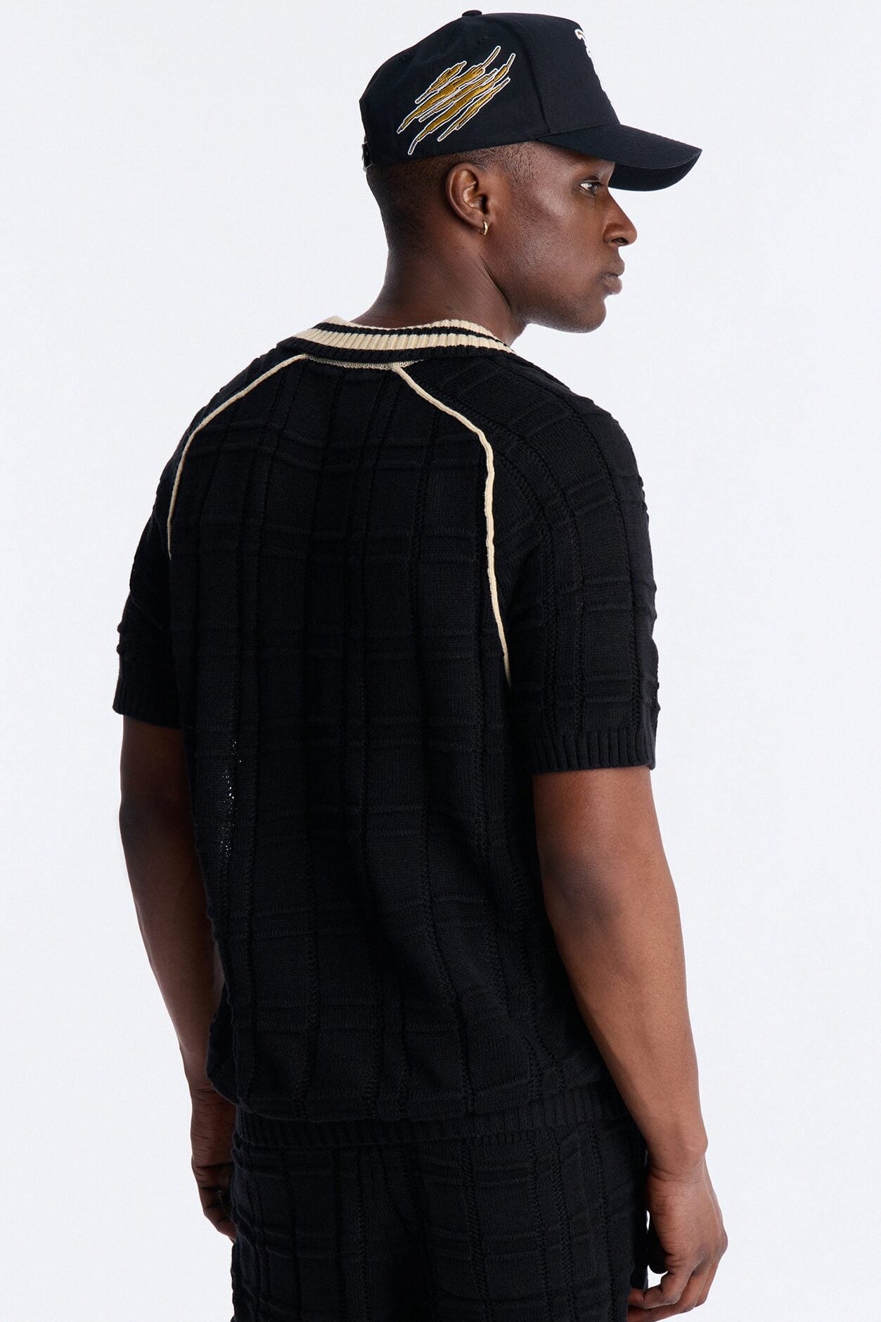 Relaxed Riviera Johnny Collar Knit Polo - Black image 4