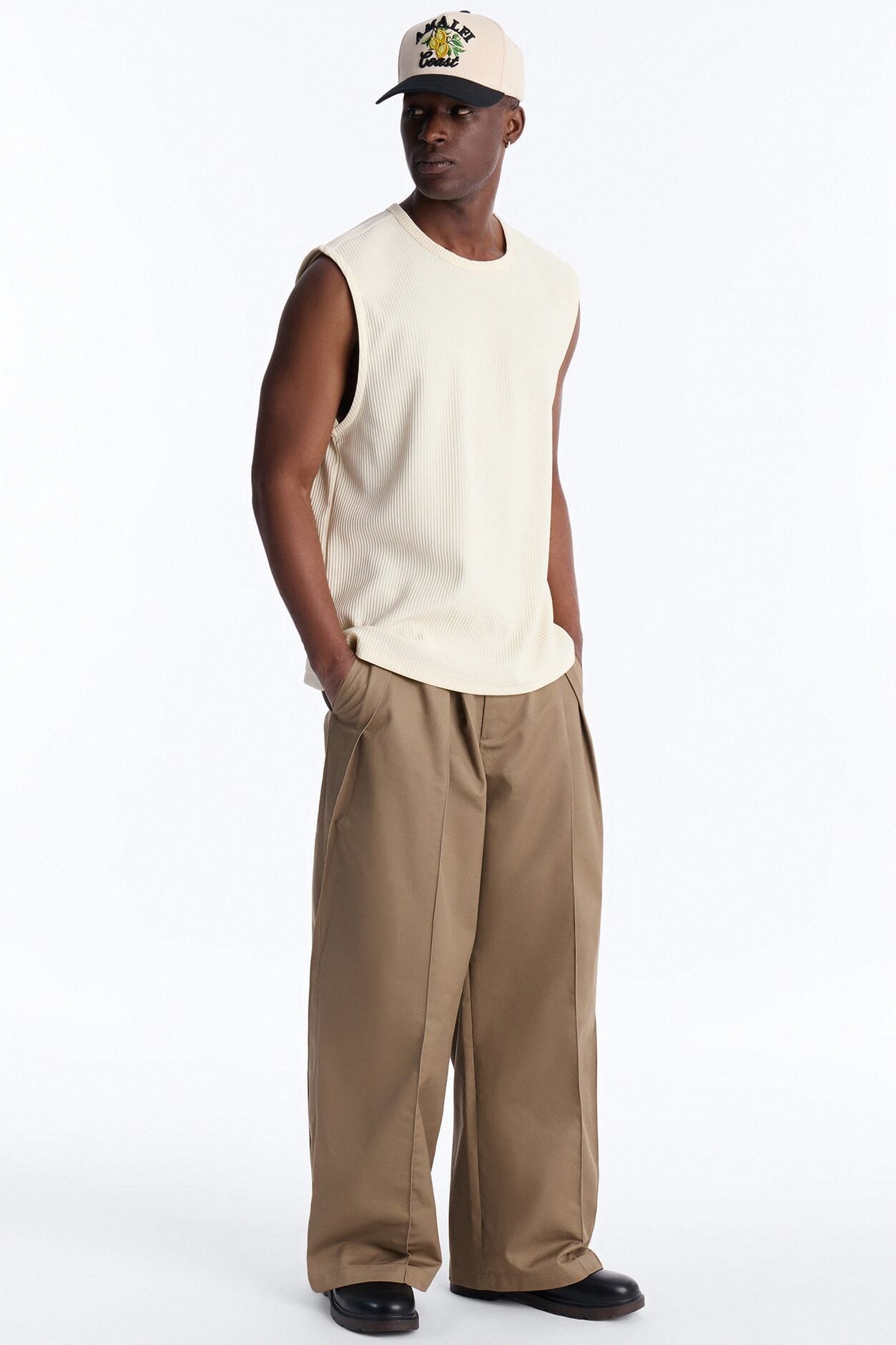 Wide Leg Doheny Abstract Blade Trouser - Tan image 2