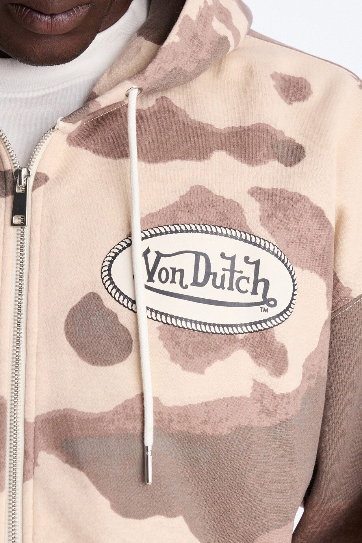 Von Dutch Western Cow Hide Zip Up Hoodie - Brown image 3