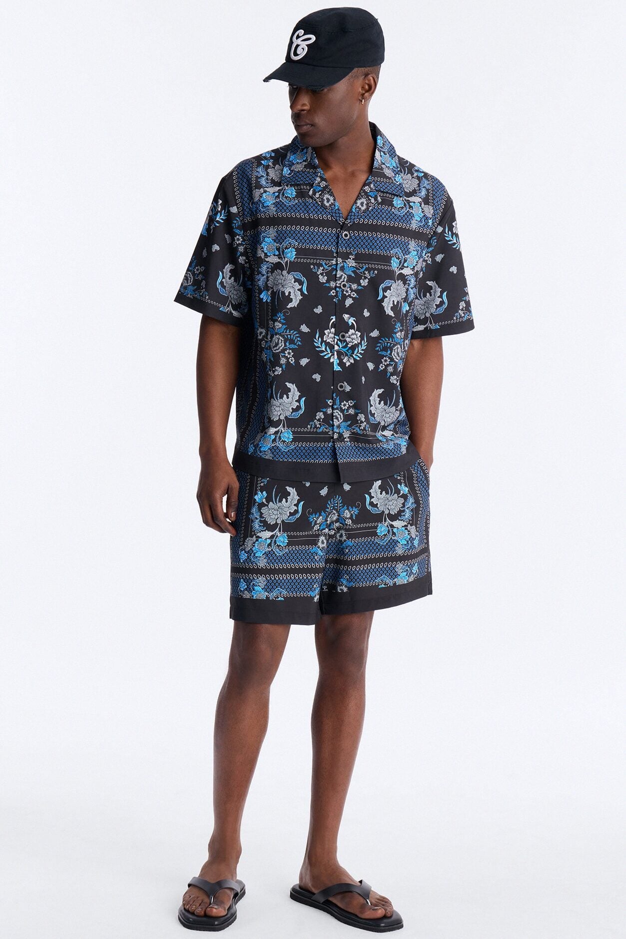 Relaxed Mirage Bloom Cuban Collar Button Shirt - Black image 2