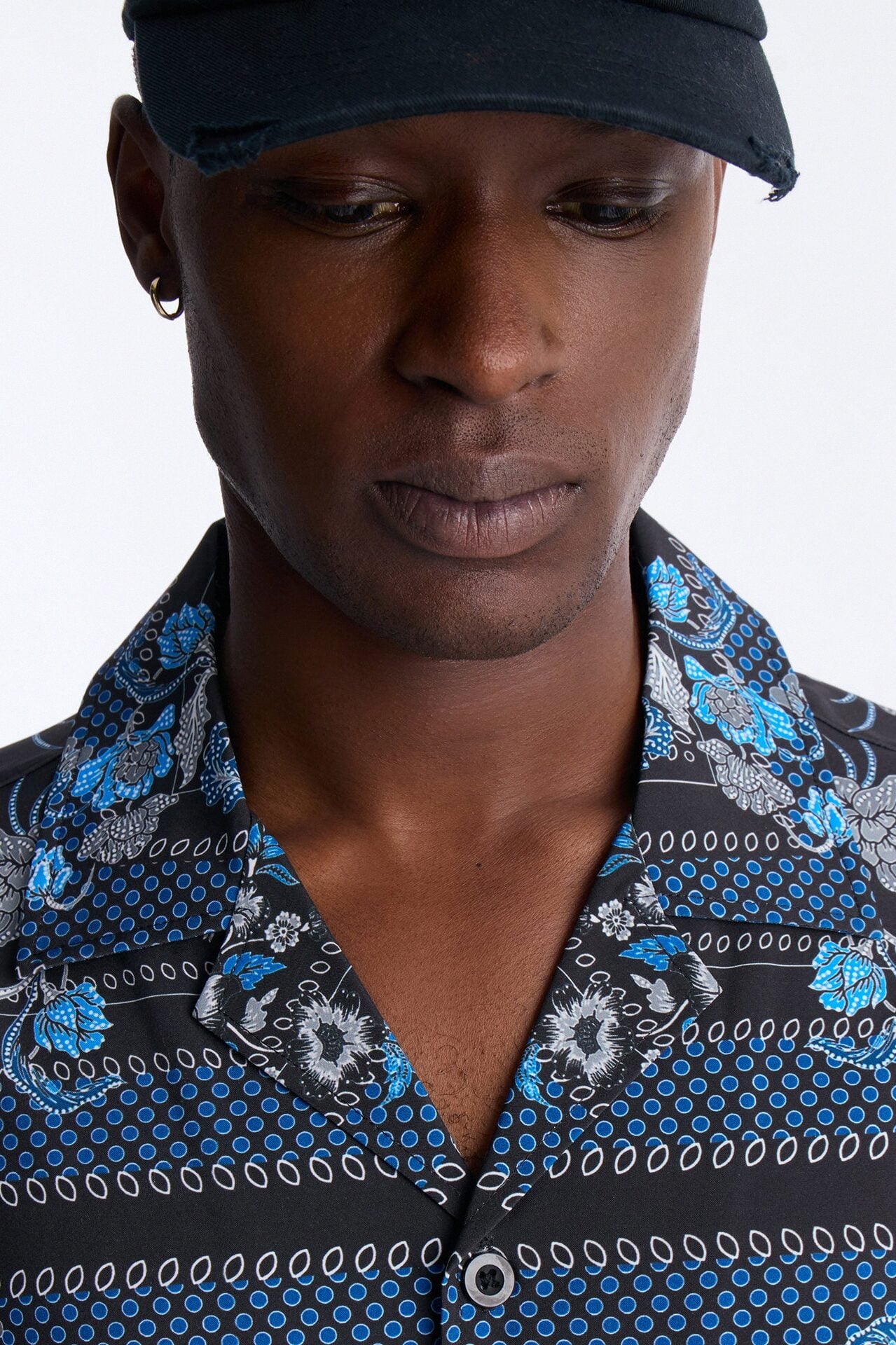 Relaxed Mirage Bloom Cuban Collar Button Shirt - Black image 3