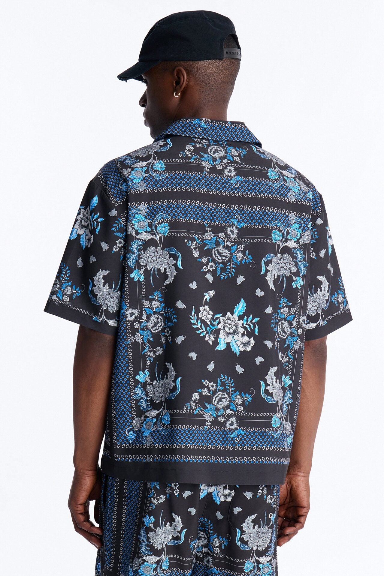 Relaxed Mirage Bloom Cuban Collar Button Shirt - Black image 4