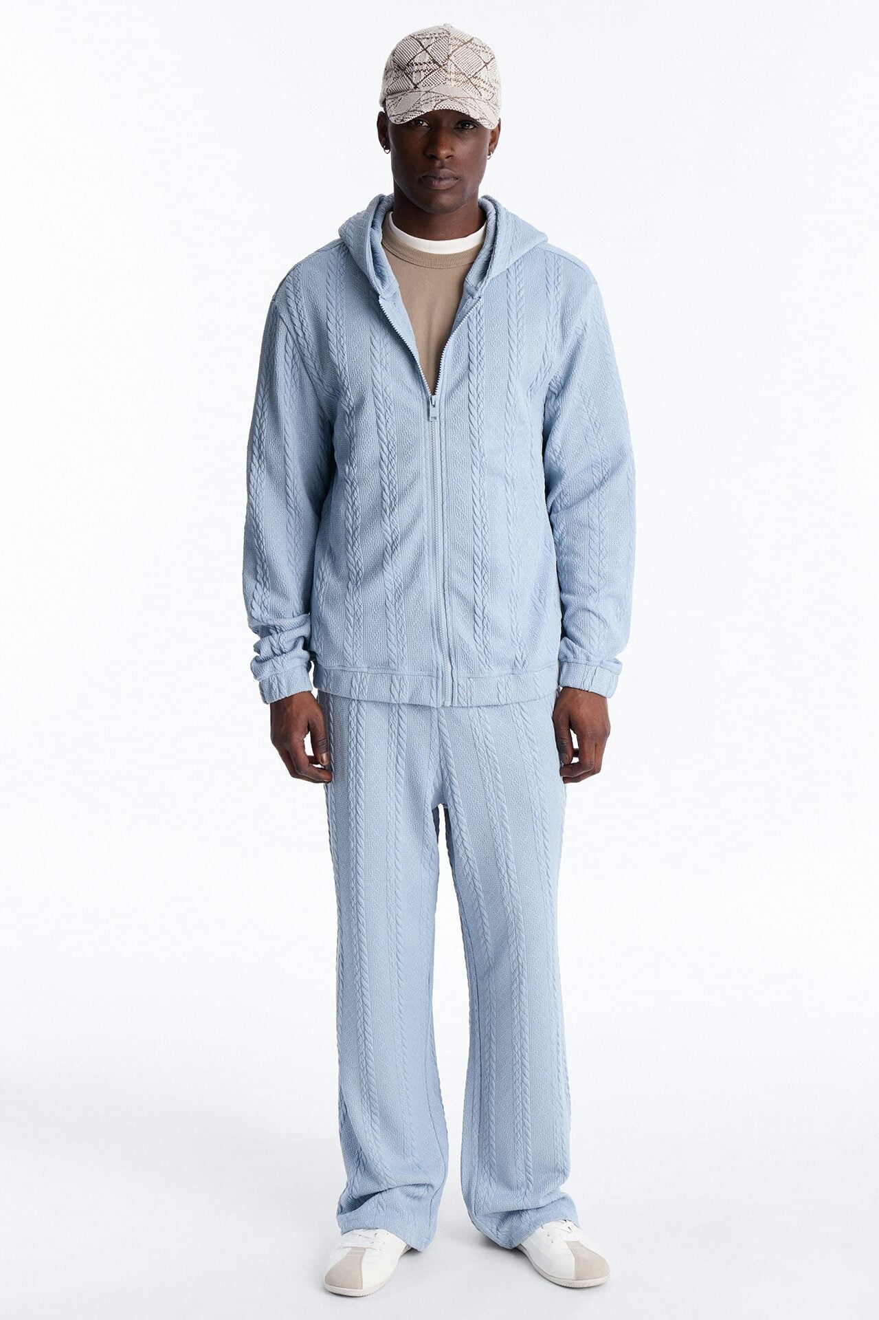 Baggy Textured Cozy Braided Pant - Blue image 2