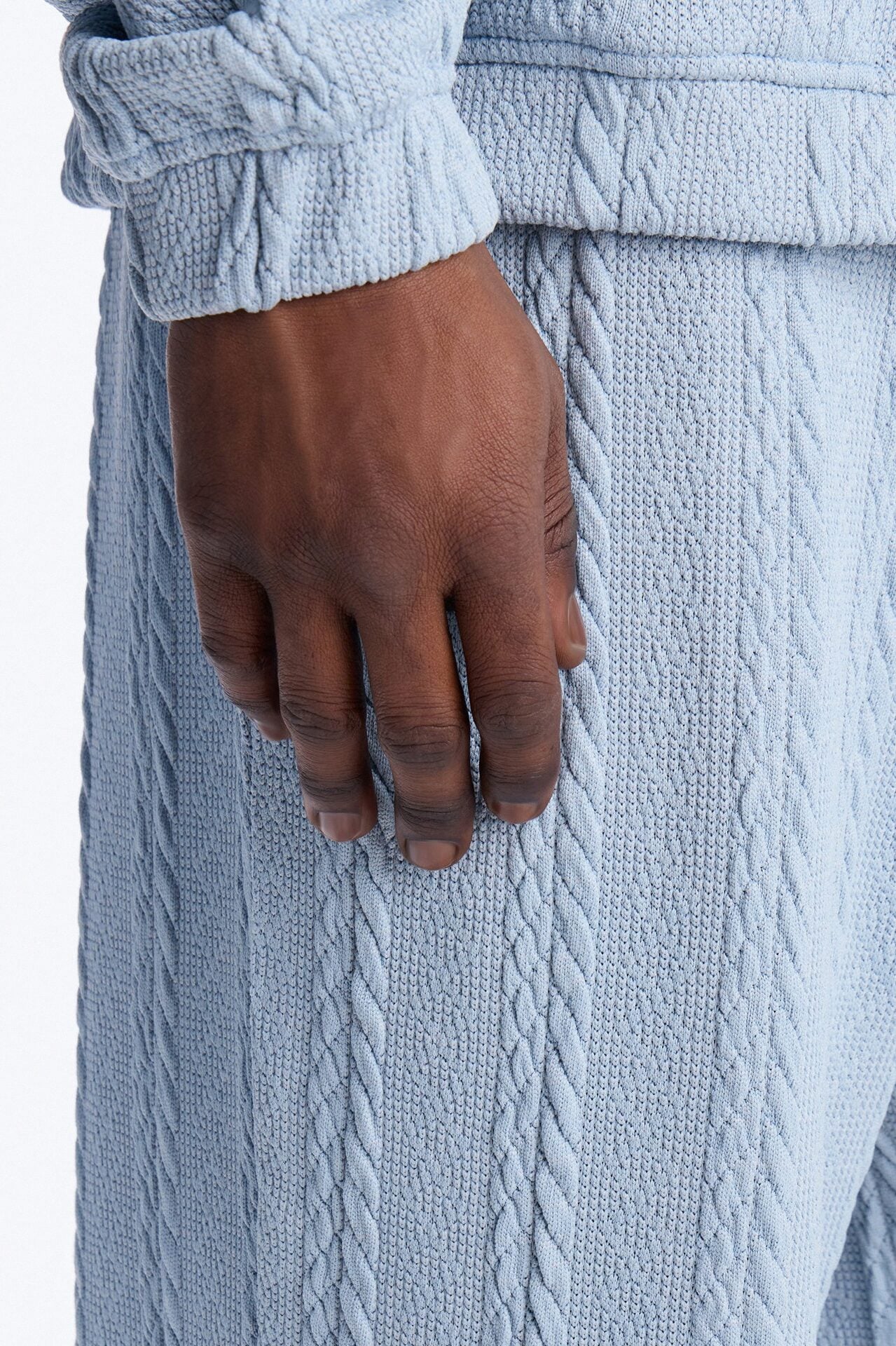 Baggy Textured Cozy Braided Pant - Blue image 4