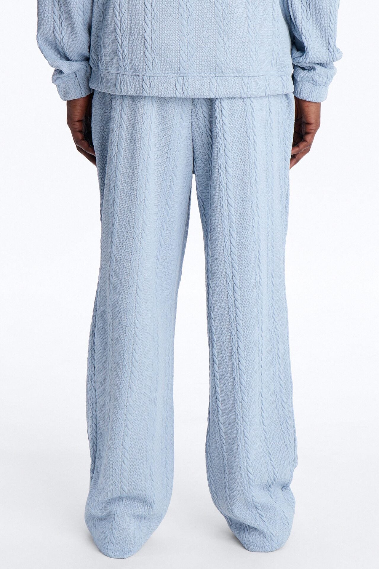 Baggy Textured Cozy Braided Pant - Blue image 5