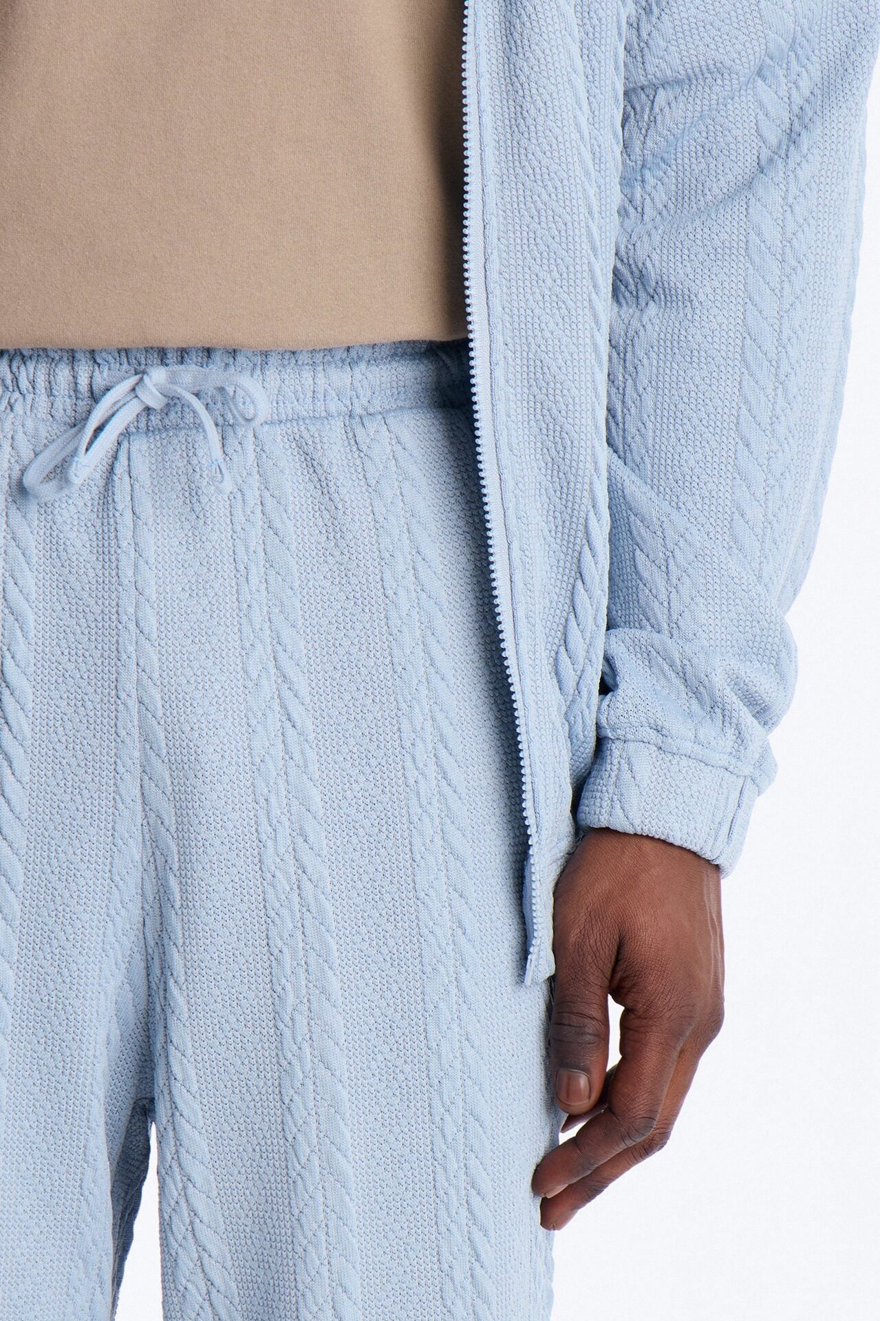Baggy Textured Cozy Braided Pant - Blue image 3