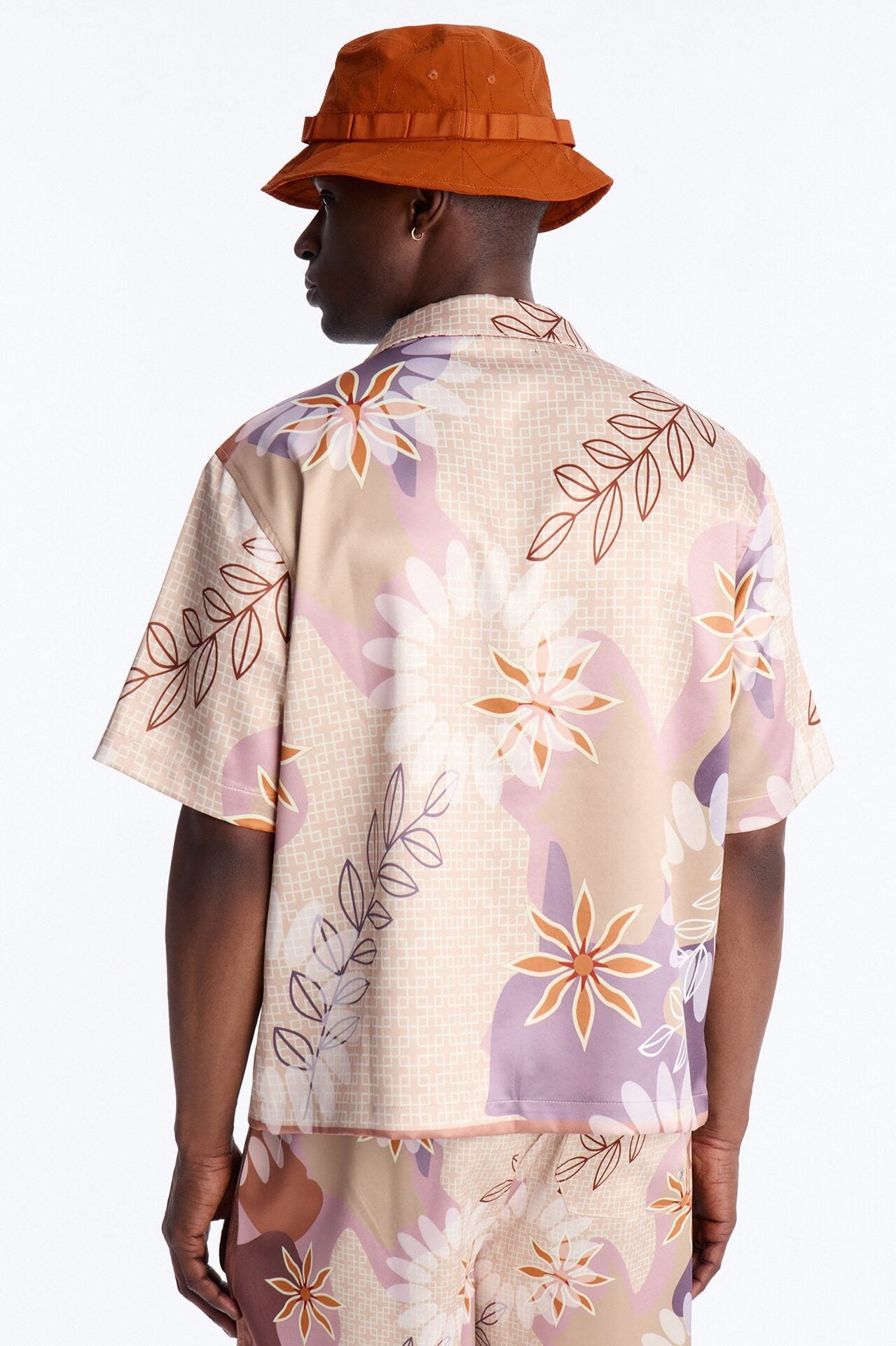 Relaxed Palm Bloom Cuban Button Up Shirt - Pink image 4