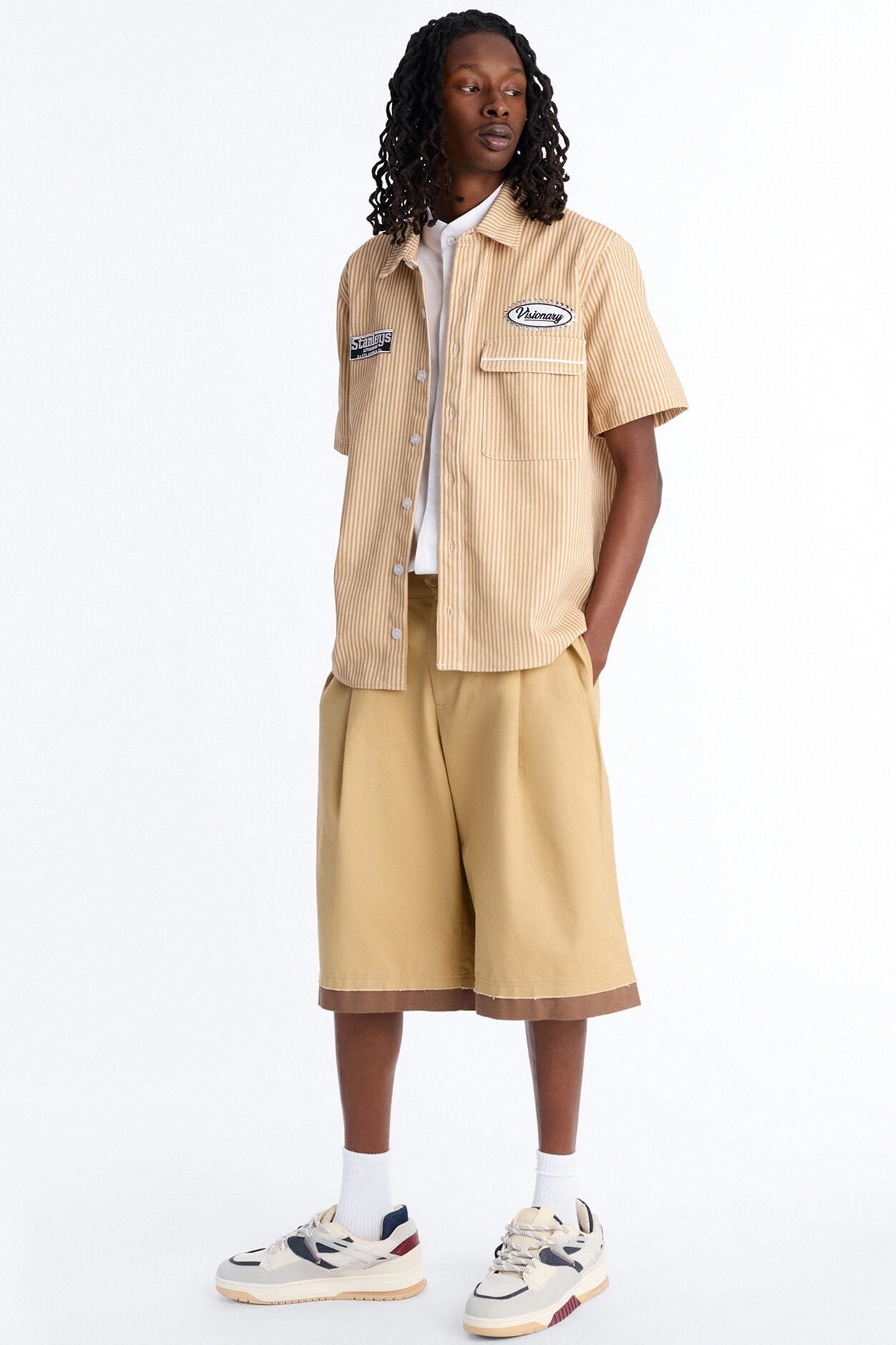 Baggy Pleated Milano Short - Tan image 2