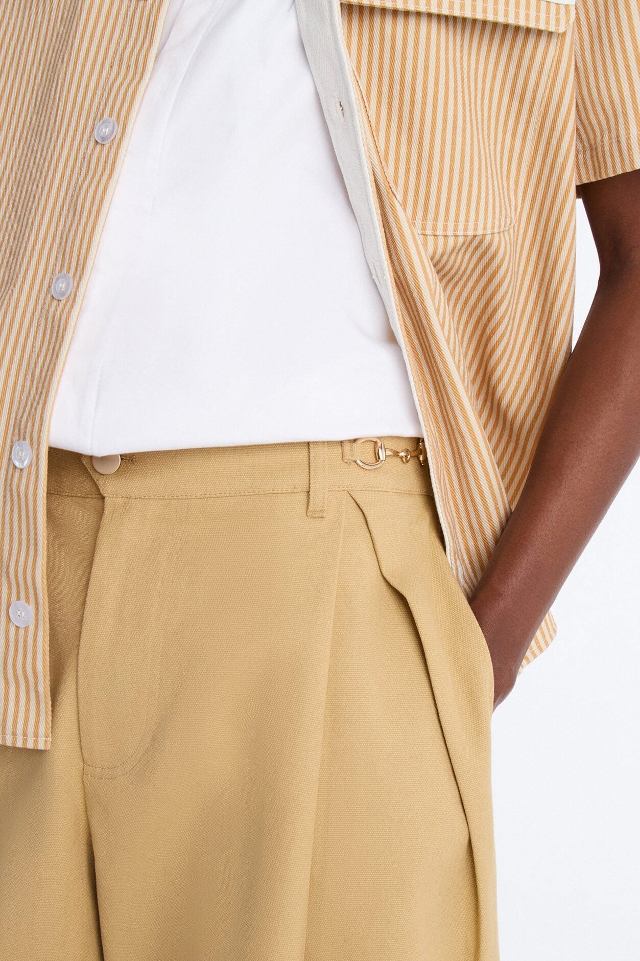 Baggy Pleated Milano Short - Tan image 3