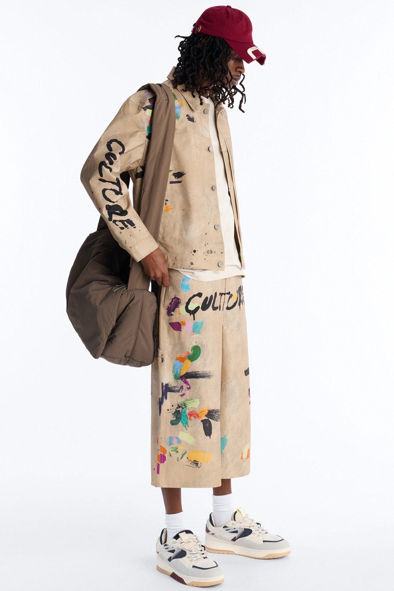Super Baggy Culture Society Paint Splatter Short - Khaki image 2