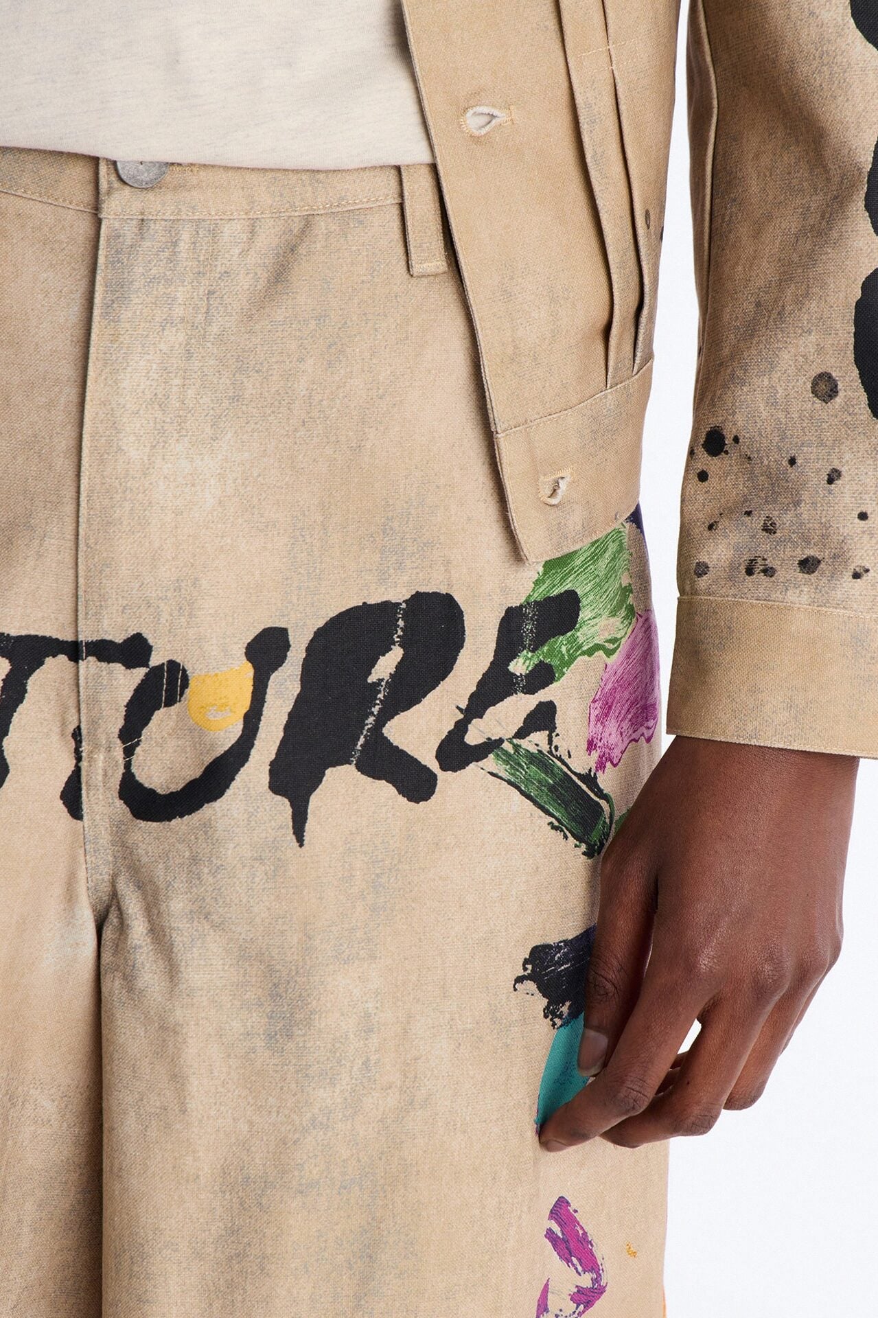 Super Baggy Culture Society Paint Splatter Short - Khaki image 3