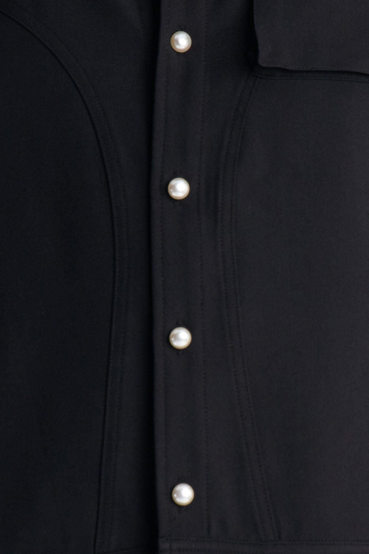 Pearl Paneled Utility Button Up Shirt - Black image 4