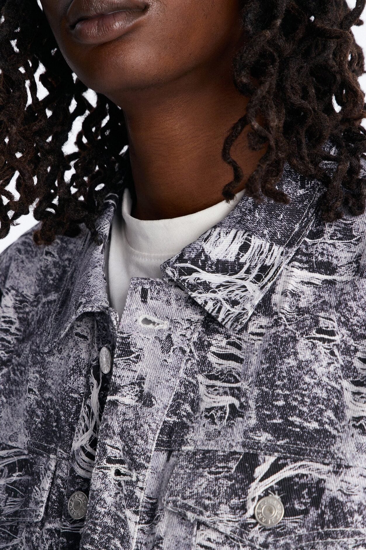 Ghost Distressed Printed Denim Jacket - Black image 3