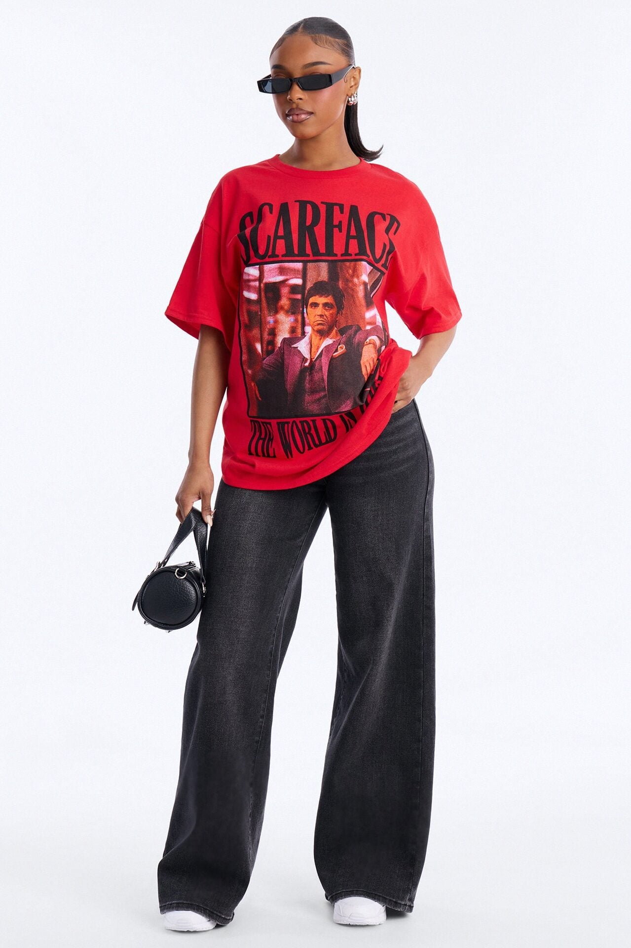 Scarface Multi Photo Oversized Tee - Red image 2