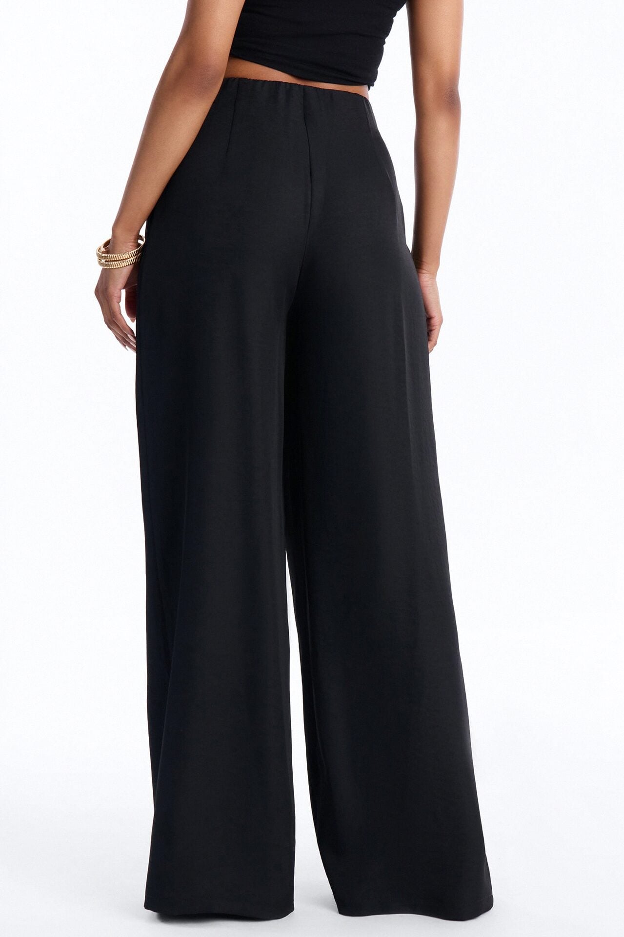 Valeria Pleated High Rise Wide Leg Pant 33″ - Black image 3