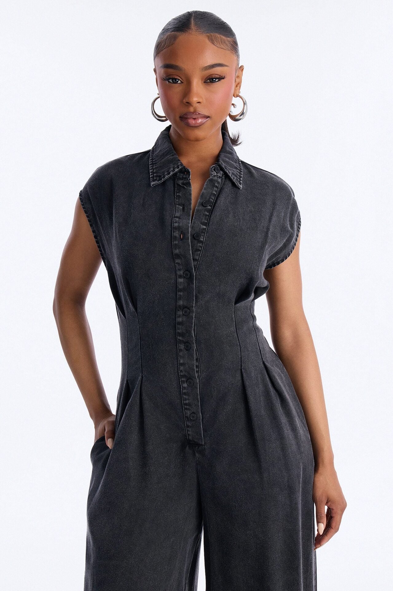 Astrid Chambray Jumpsuit - Black Wash image 2