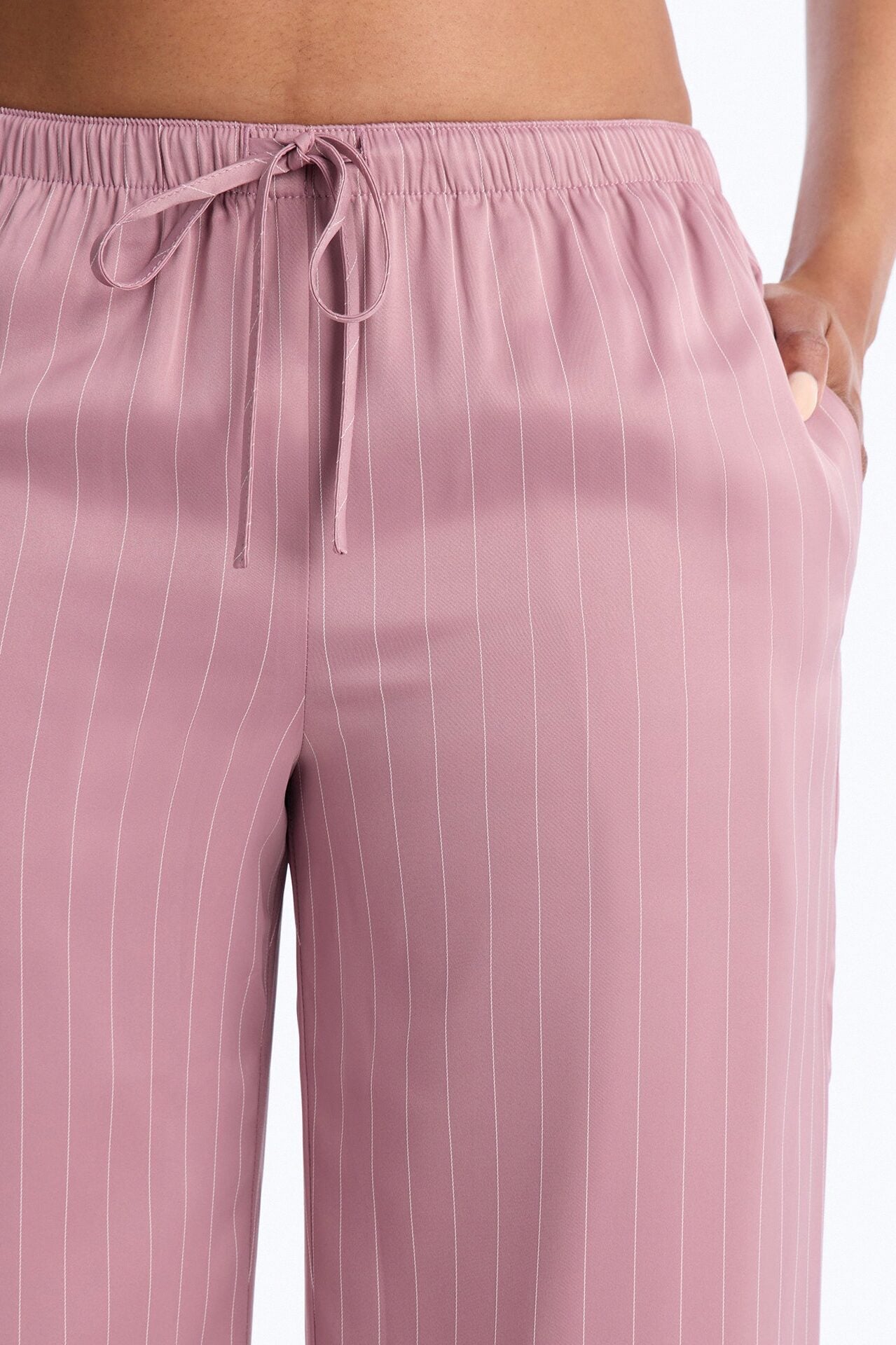 Lulu Pinstripe Satin Wide Leg Pant 32″ - Mauve image 3