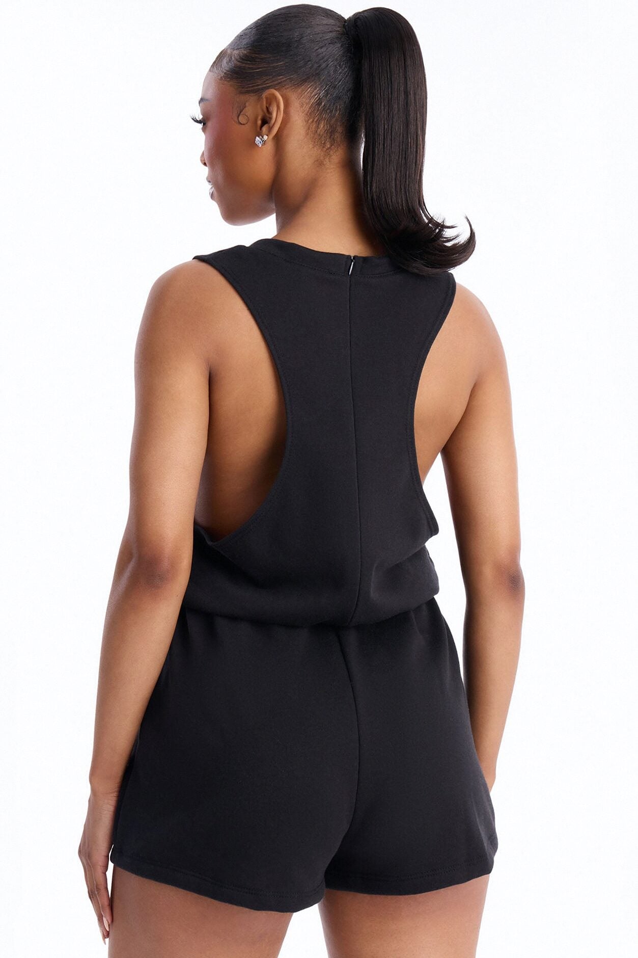 Weekend Chill French Terry Romper - Black image 4