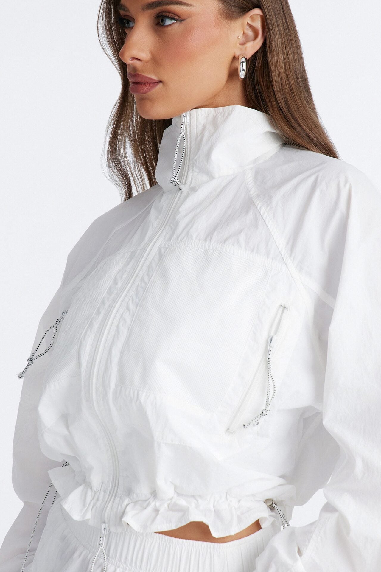 Stay Cool Cropped Windbreaker Jacket - White image 3