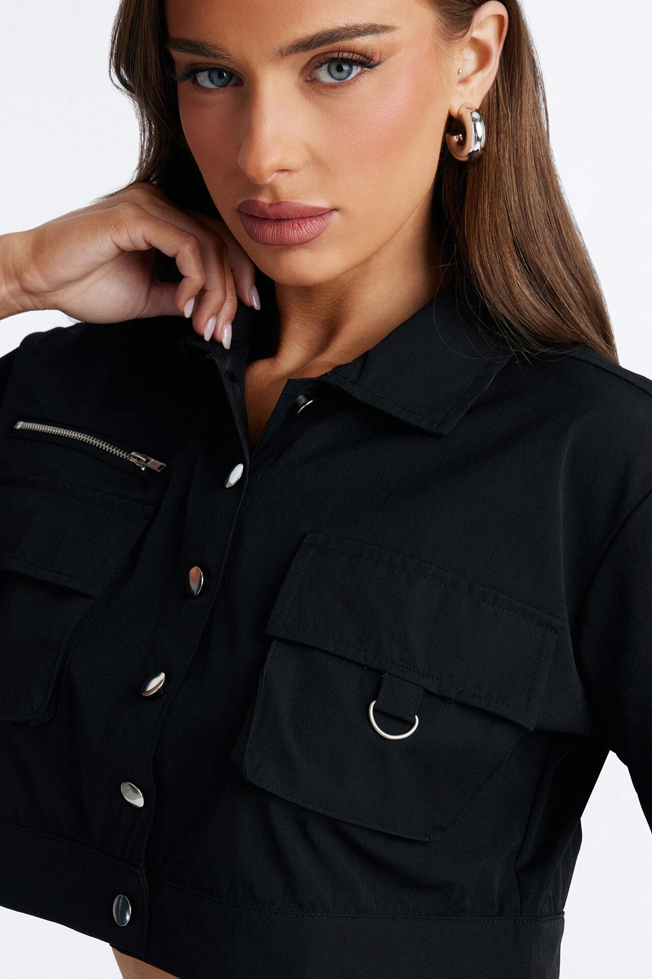 Nessa Nylon Cargo Pant Set - Black image 3