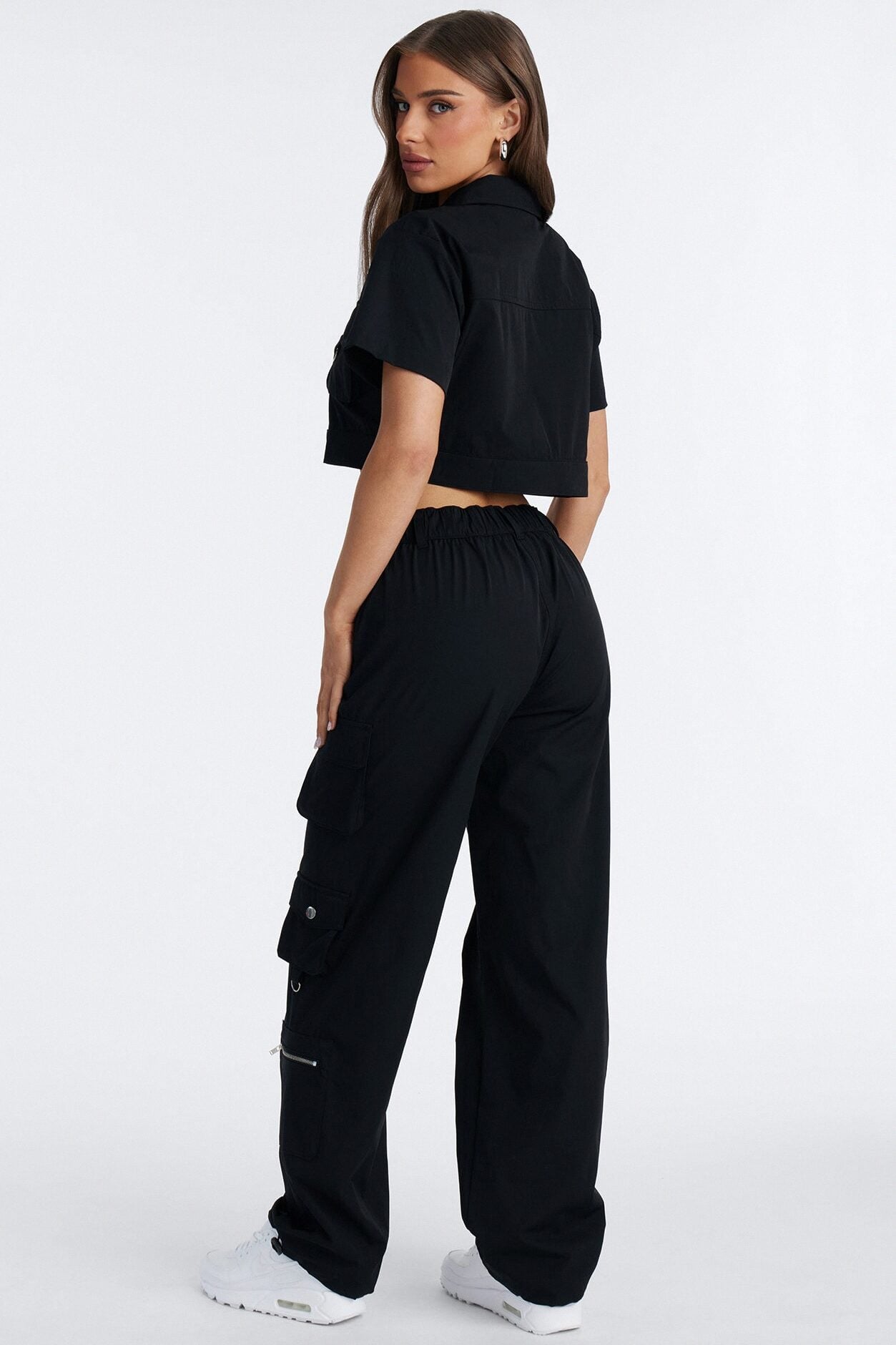 Nessa Nylon Cargo Pant Set - Black image 4