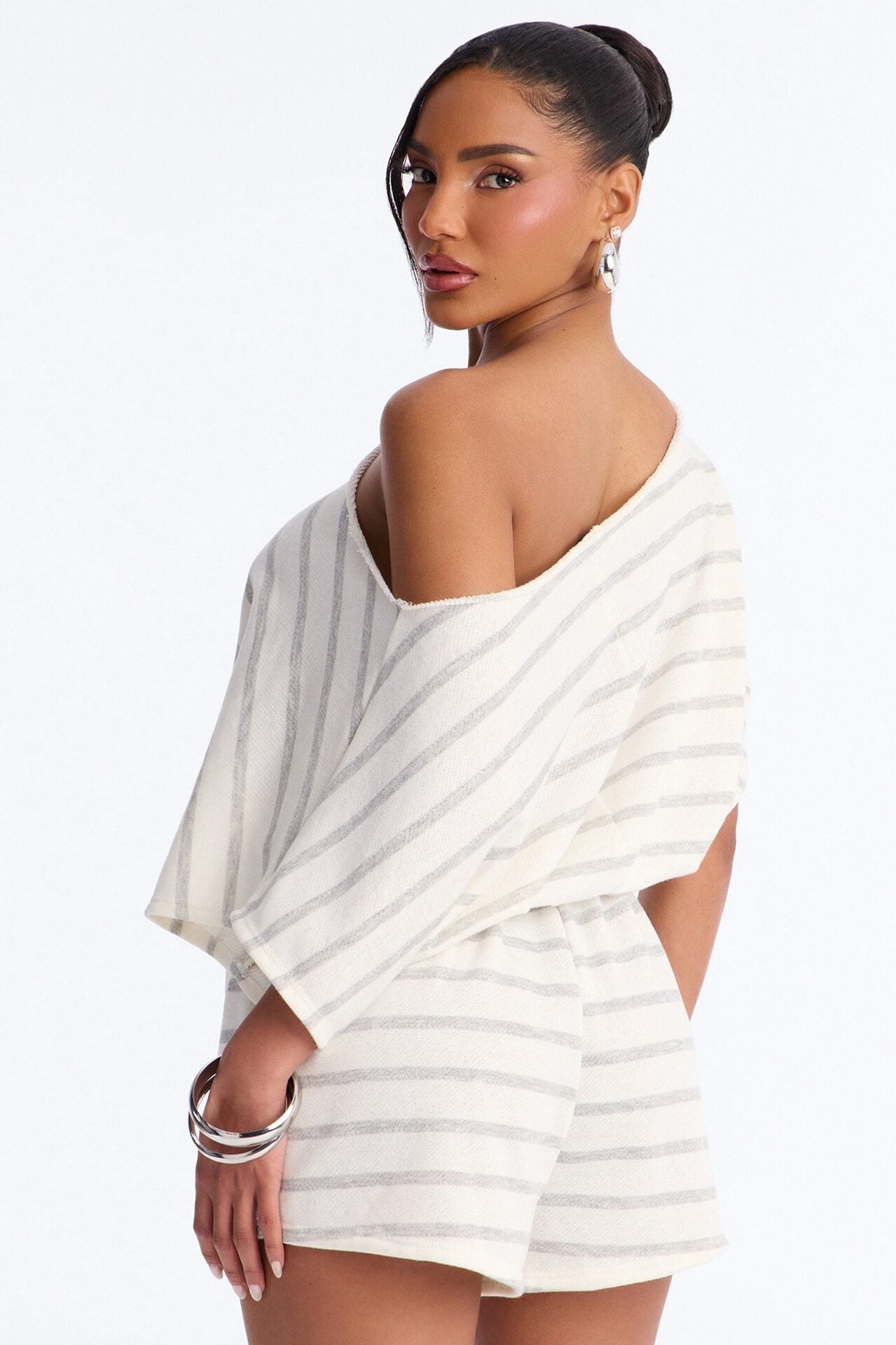 Sunday Stripes French Terry Romper - Grey image 3