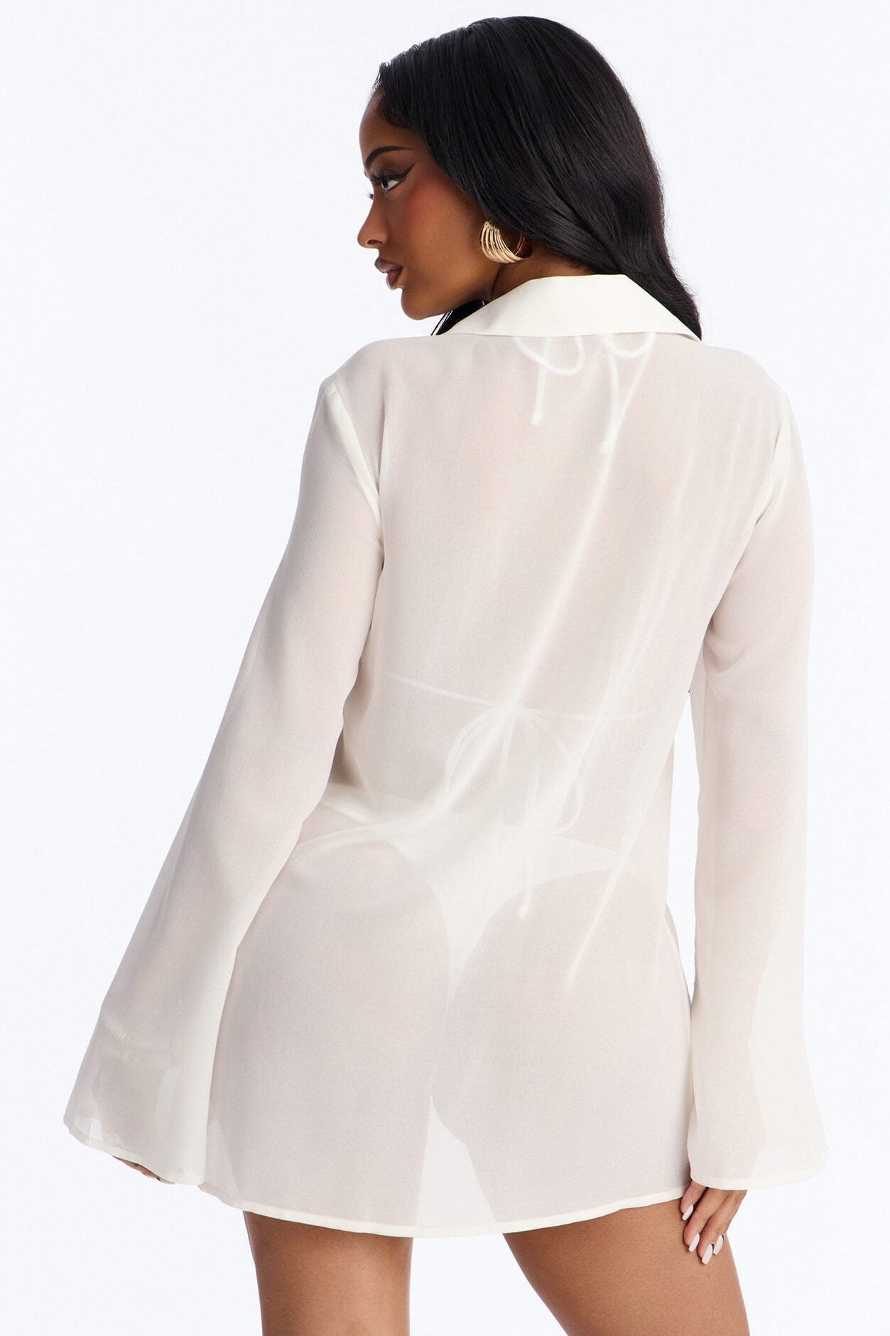 Lush Linen Swim Cover Up Mini Dress - White image 4
