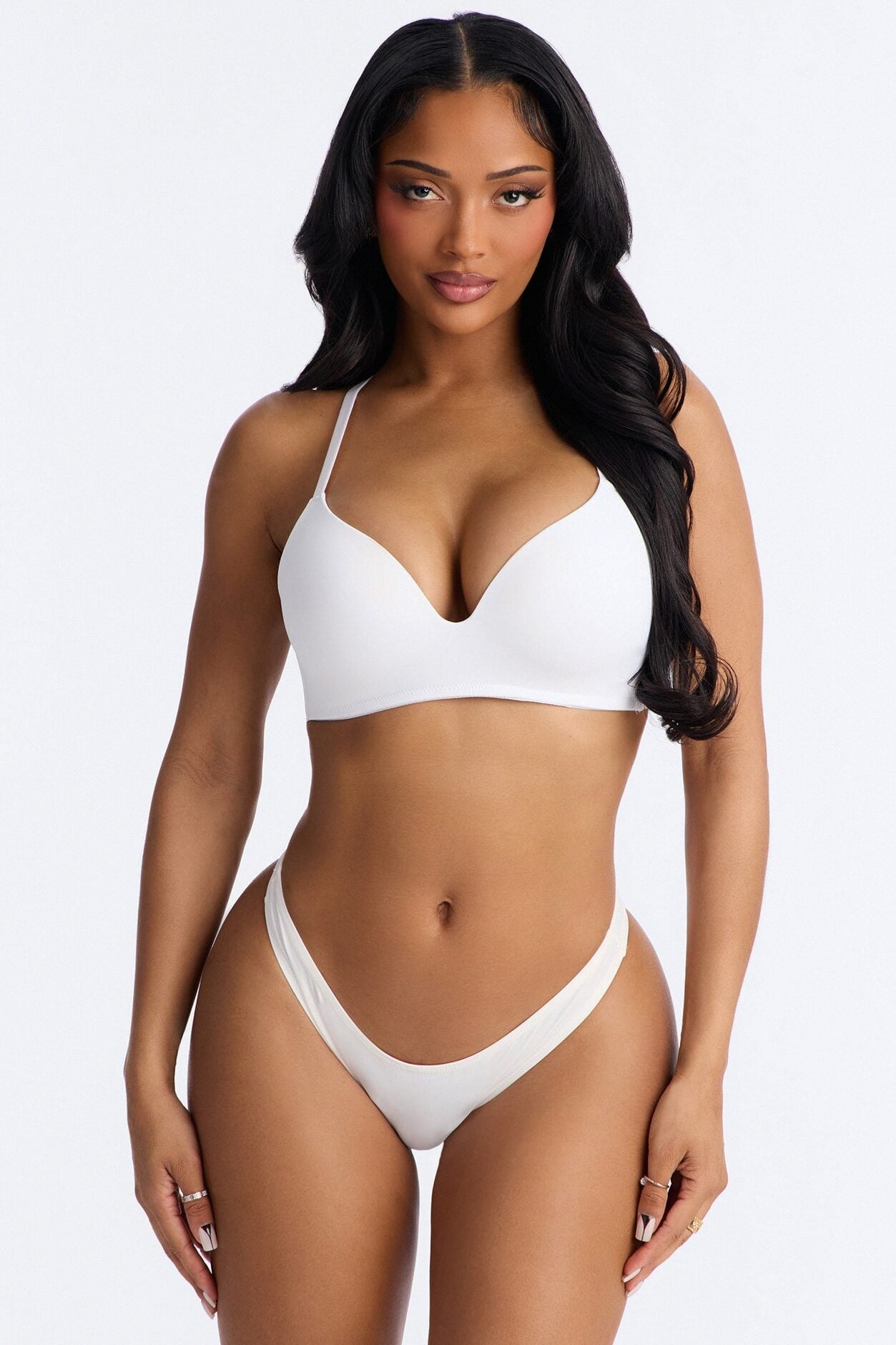 Criss Cross Comfort Wirefree Lightly Padded Bra - White image 2