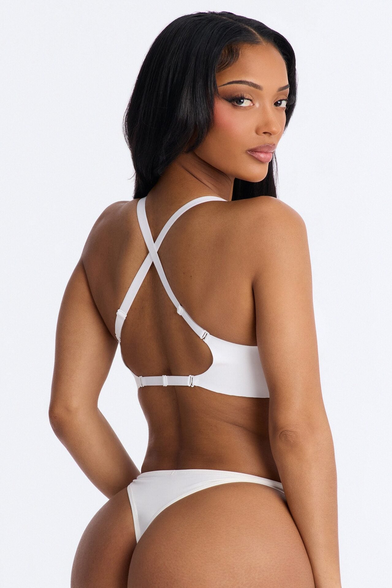 Criss Cross Comfort Wirefree Lightly Padded Bra - White image 5