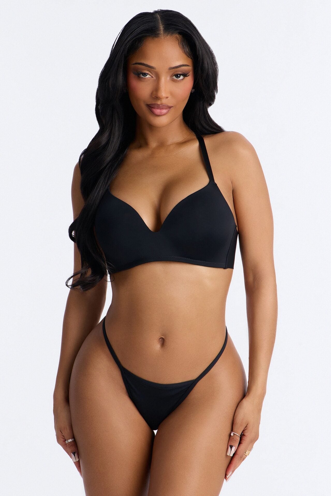 Criss Cross Comfort Wirefree Lightly Padded Bra - Black image 2
