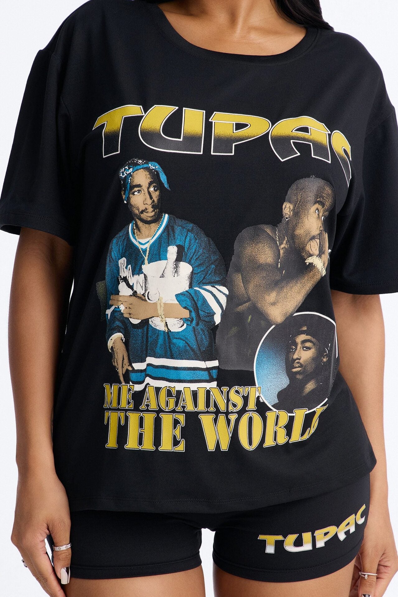 Tupac Me Against The World PJ Short Set - Black/combo image 2