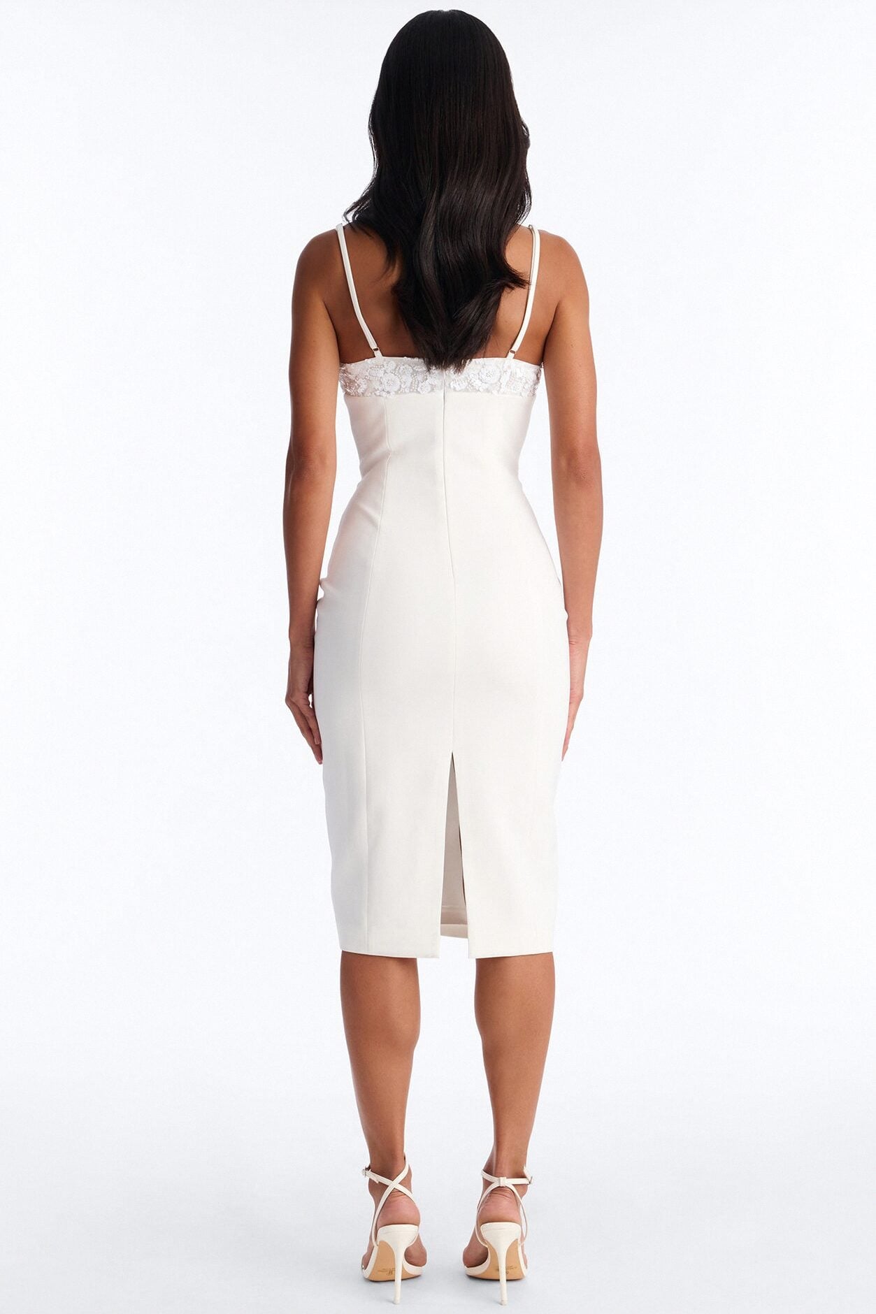 Enchanted Embellished Crepe Midi Dress - White image 4