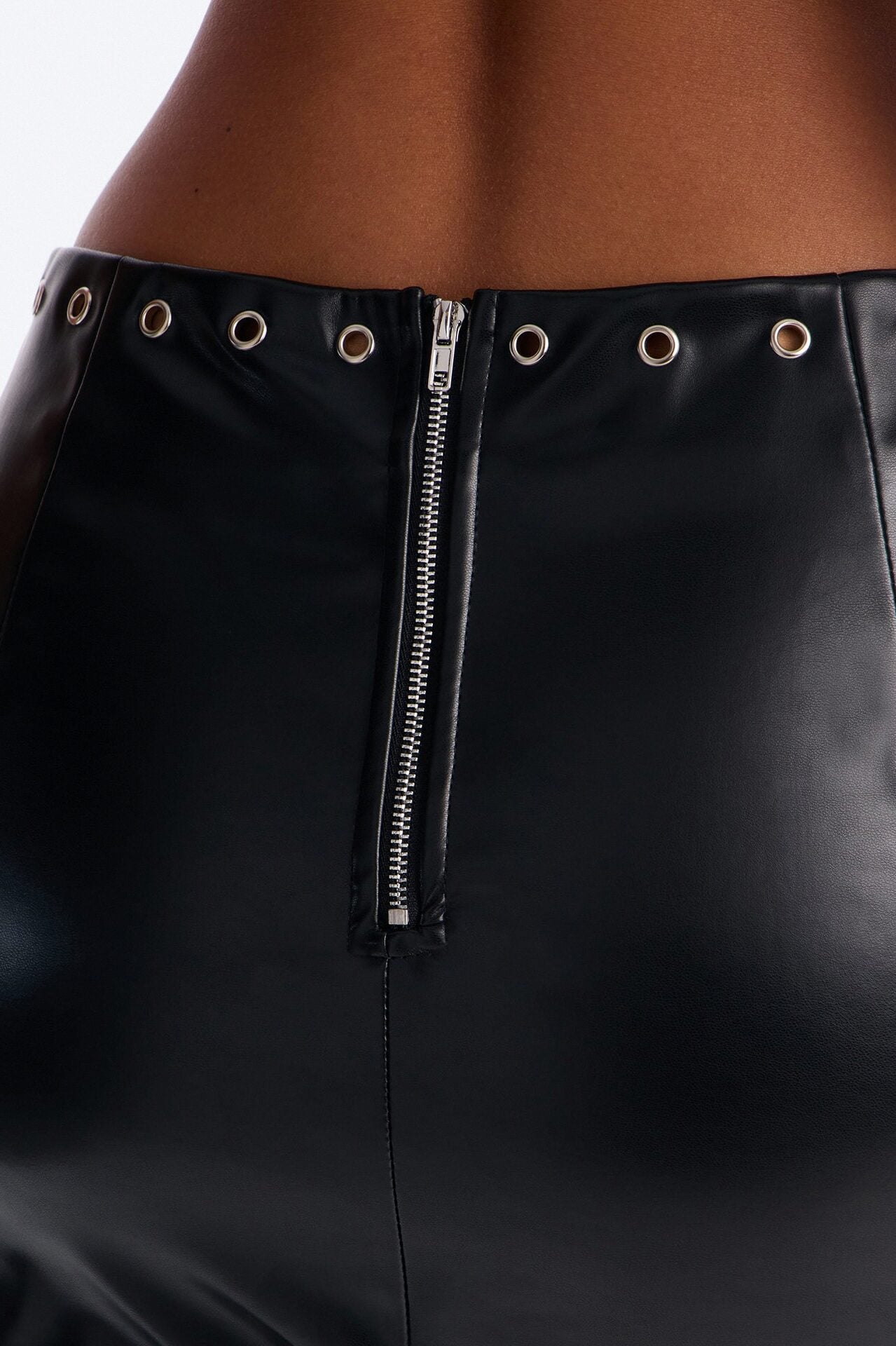 Your Loss Faux Leather Grommet Micro Mini Skirt - Black image 4